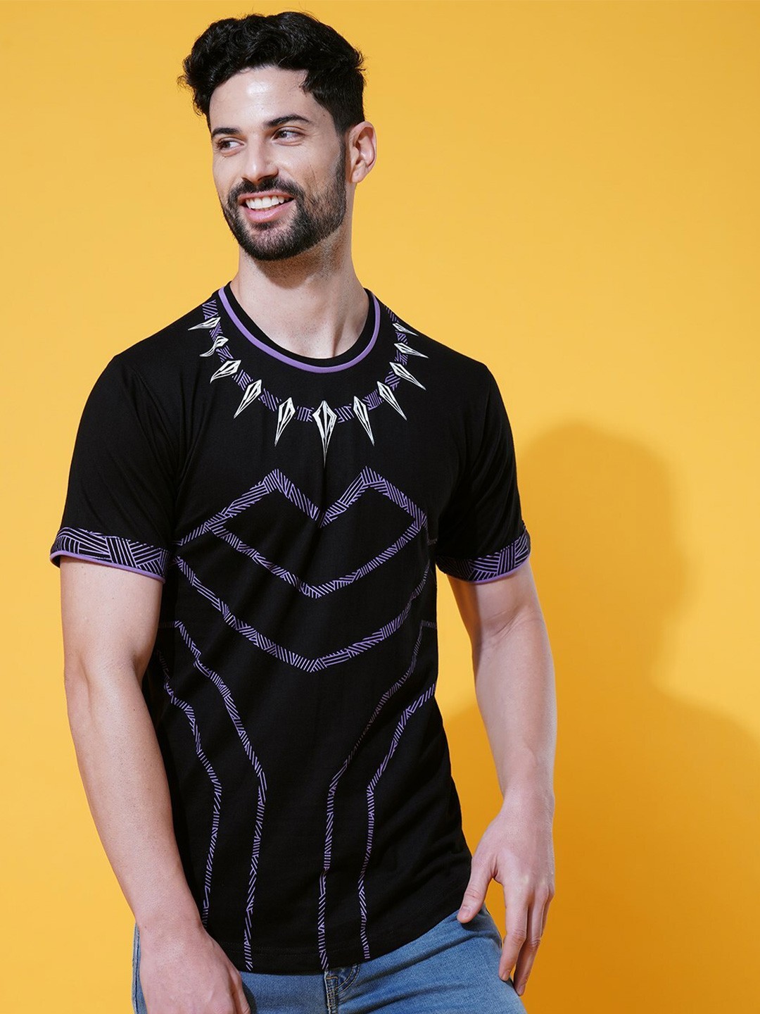

Redwolf Unisex Printed Raw Edge T-shirt, Black