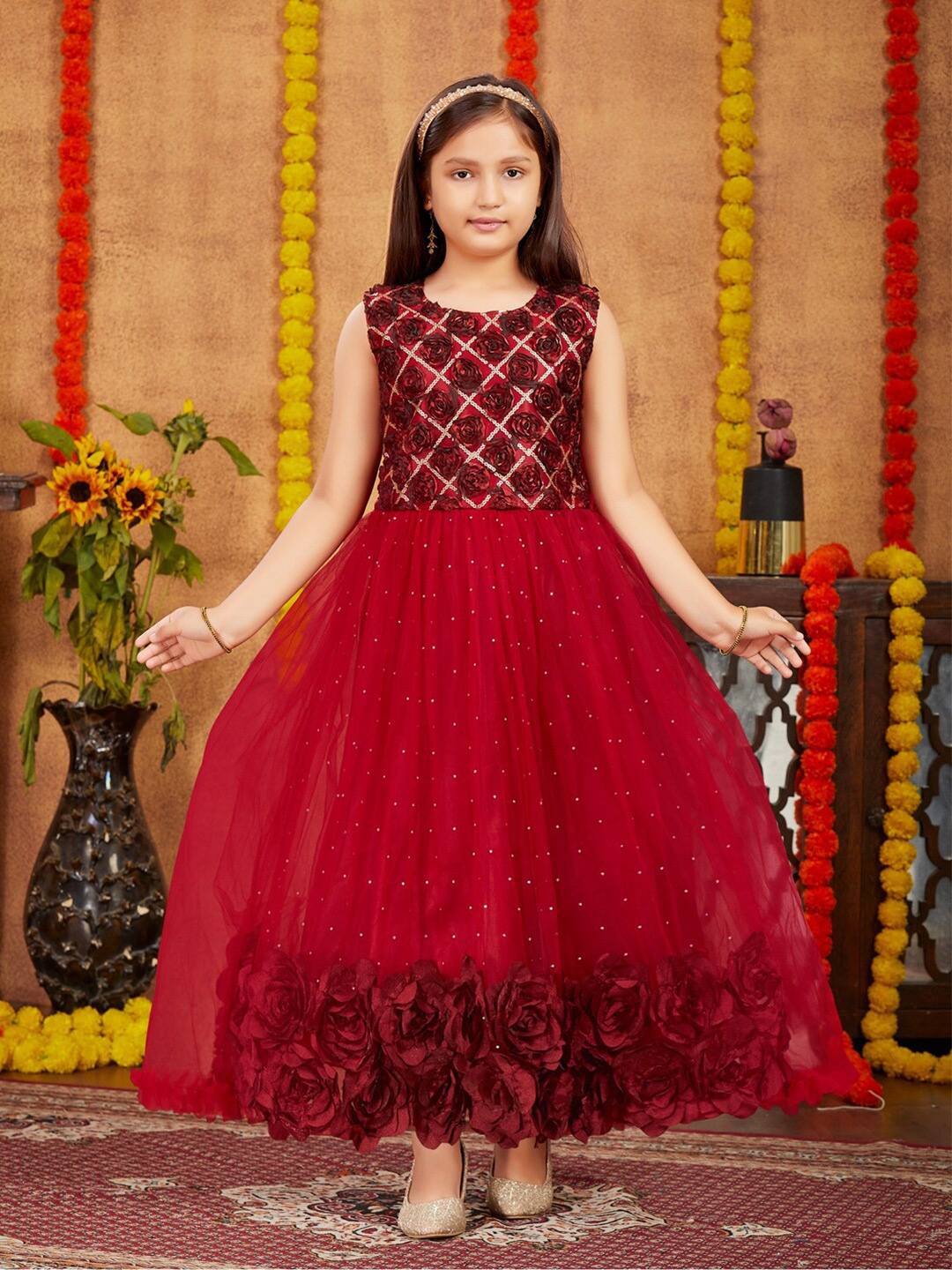 

BAESD Girls Net Maxi Dress, Maroon