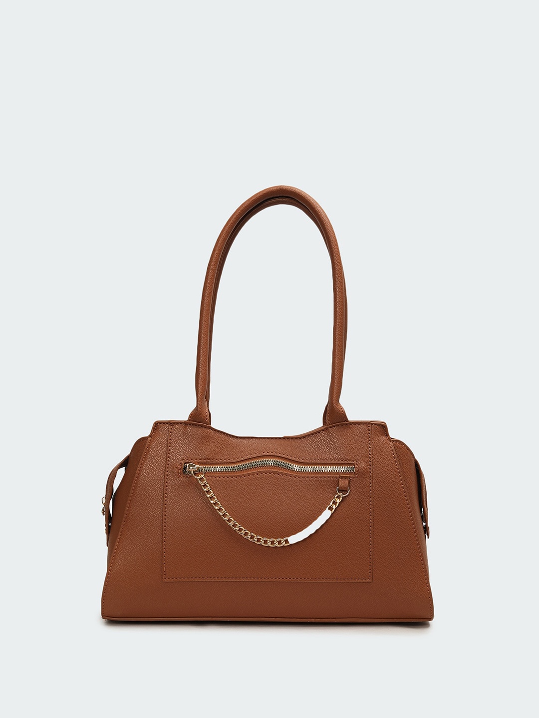 

max PU Structured Shoulder Bag with Fringed, Brown