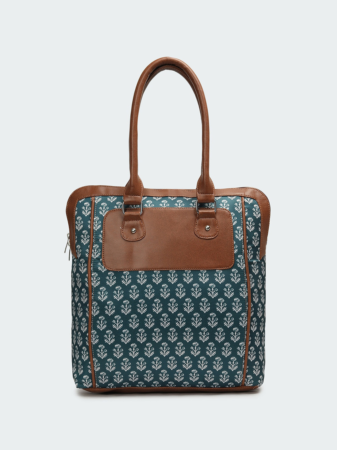

max Ethnic Motifs Printed Oversized Structured Tote Bag, Blue
