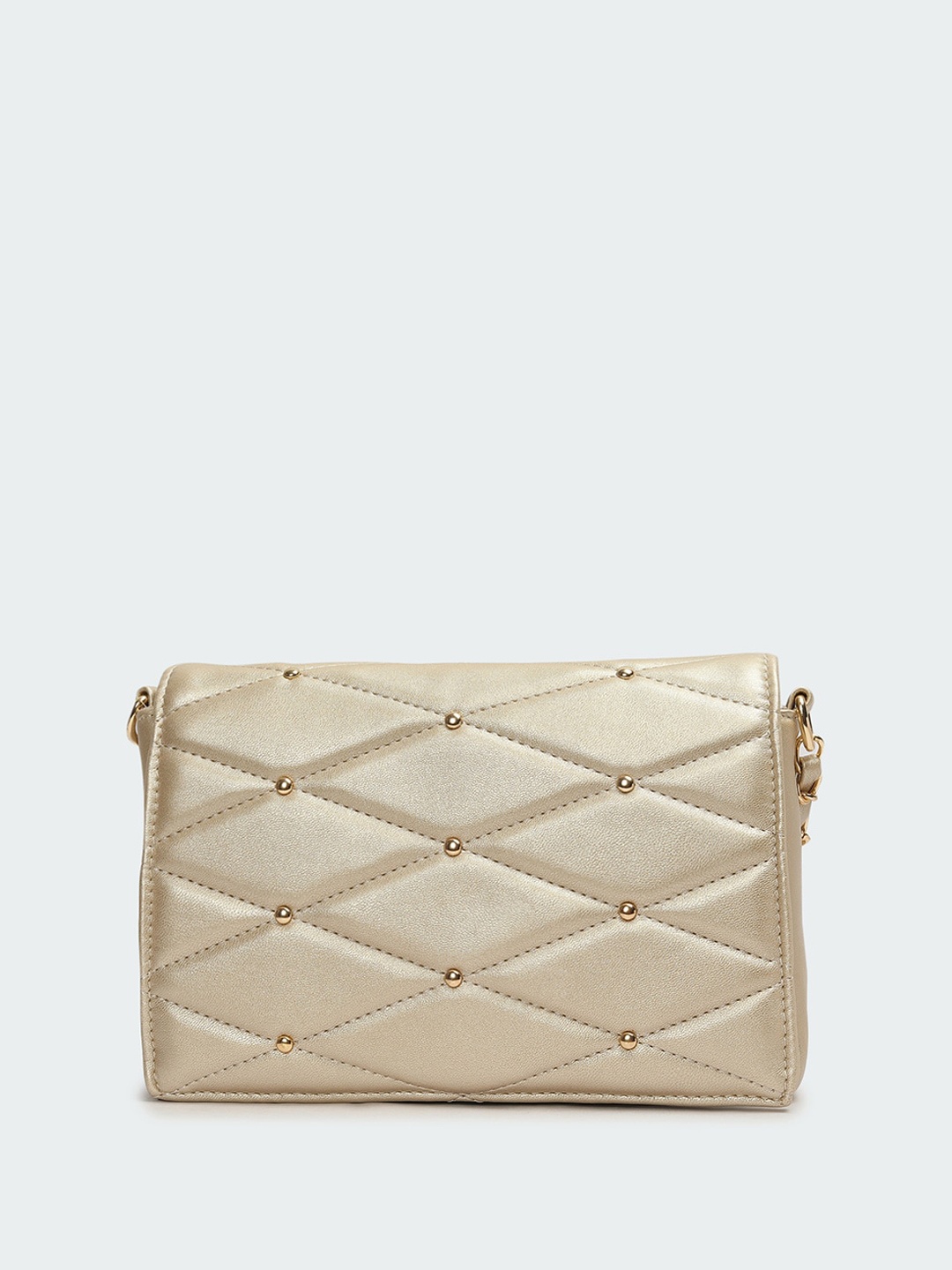 

max Textured PU Structured Sling Bag with Quilted, Gold