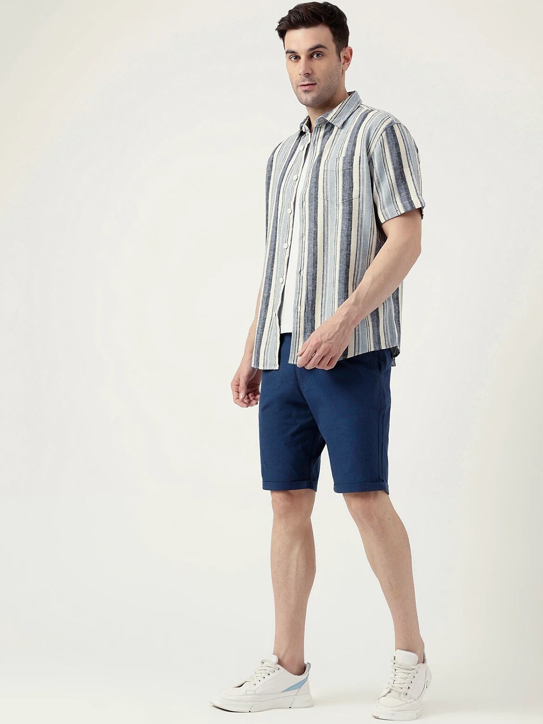 

Marks & Spencer Men Opaque Striped Casual Shirt, Blue