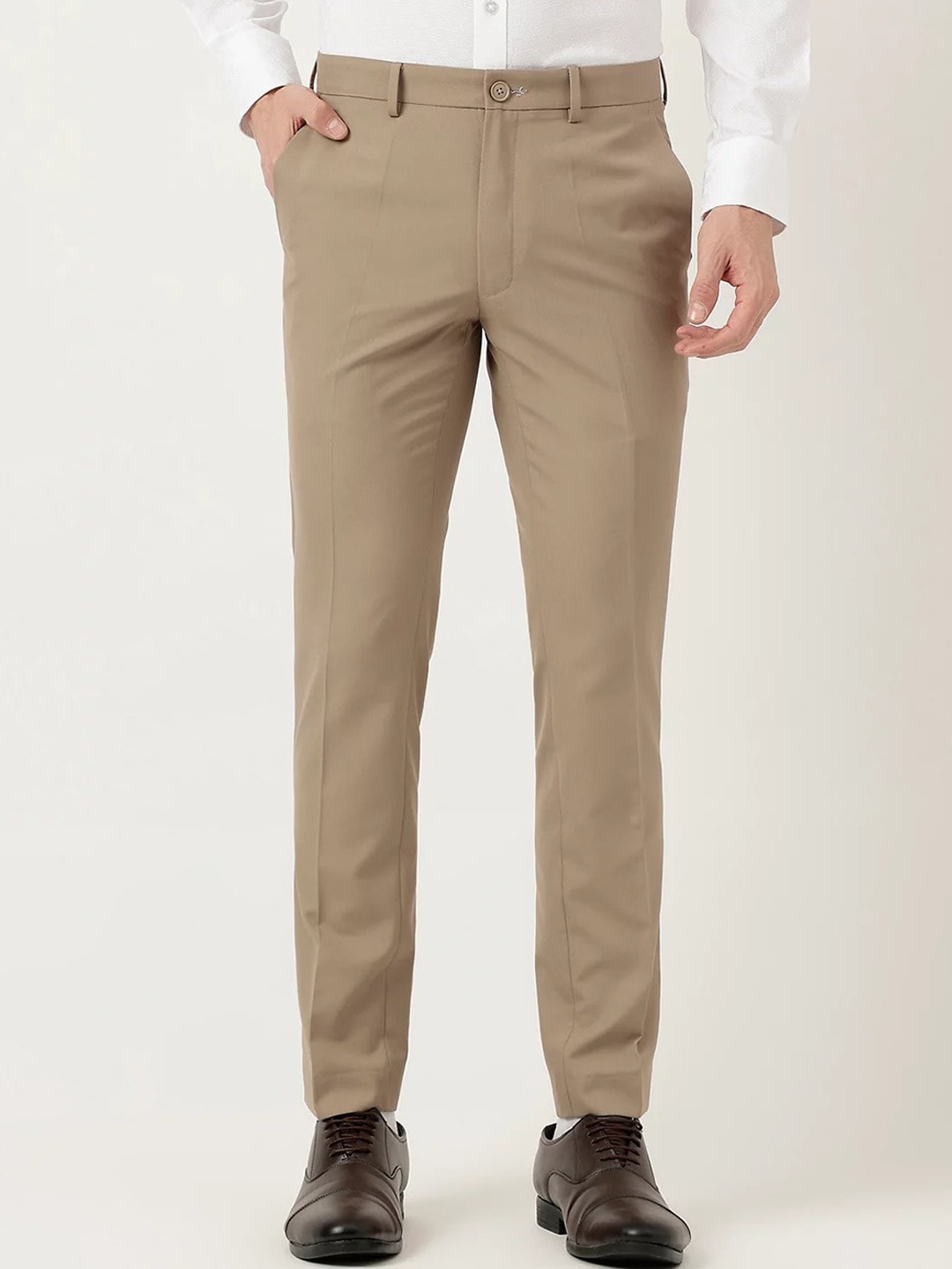 

Marks & Spencer Men Slim Fit Mid-Rise Chinos Trousers, Brown
