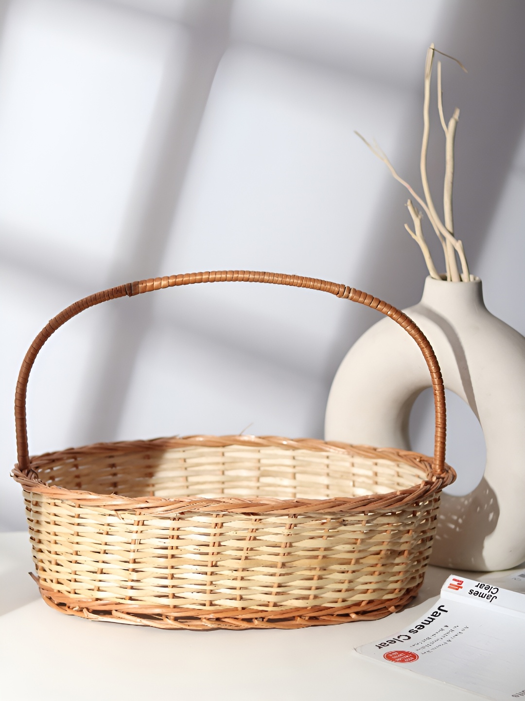 

HABERE INDIA Beige & Brown Self-Design Fruit and Vegetable Basket