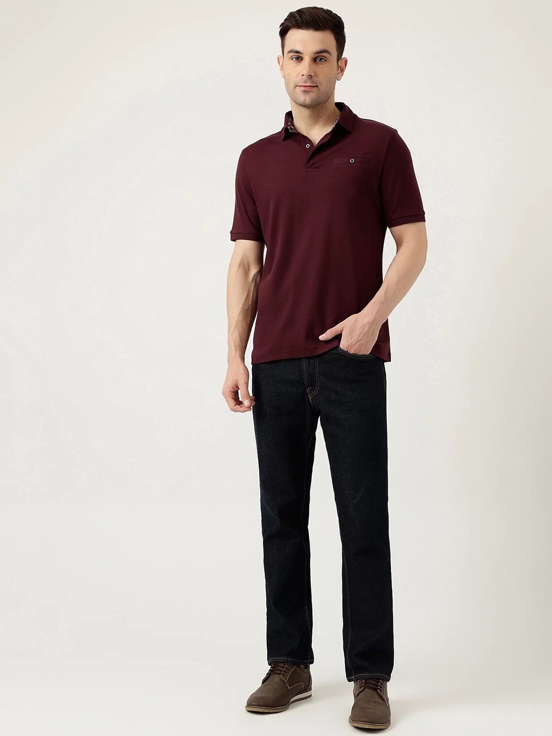

Marks & Spencer Men Polo Collar Pockets T-shirt, Burgundy