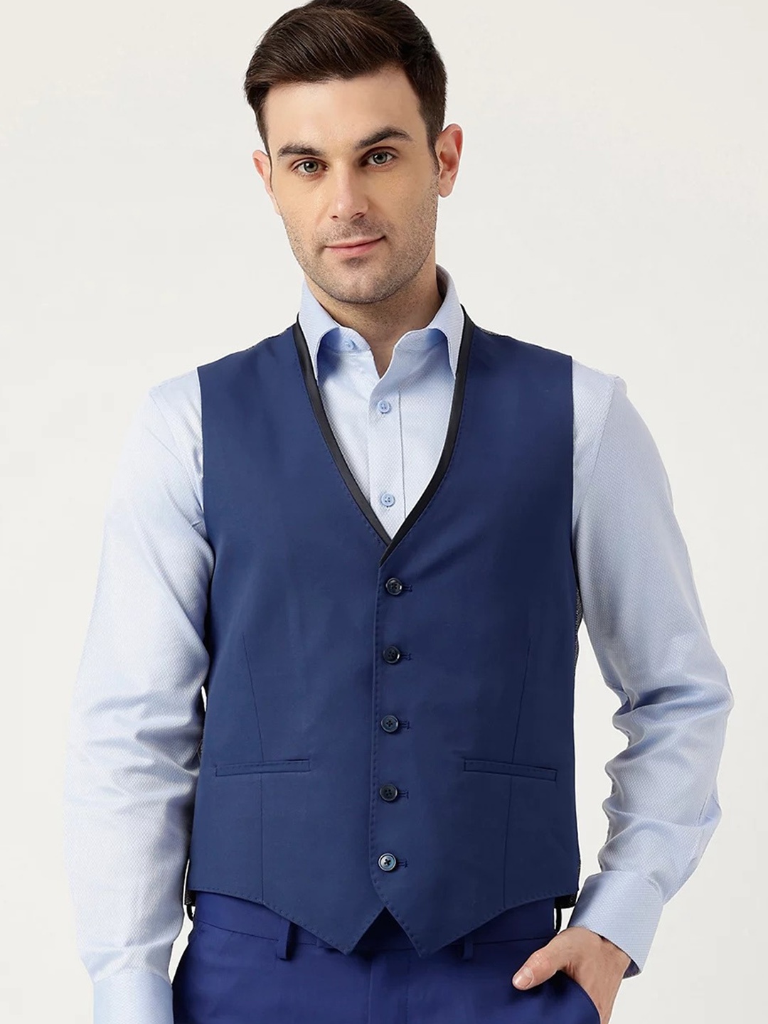 

Marks & Spencer Men Formal Waistcoat, Blue
