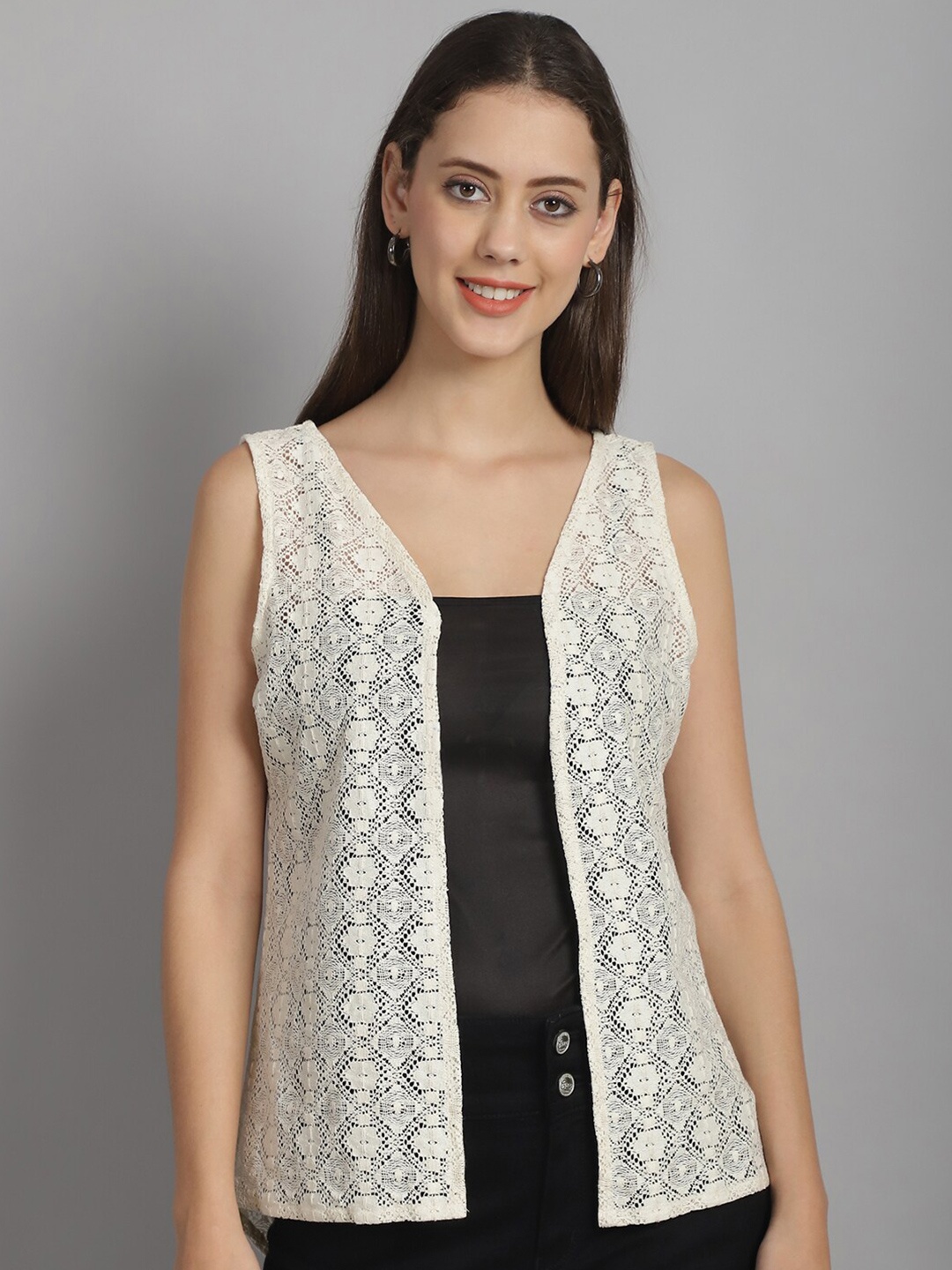 

Rute Cotton Self Design Shrug, Off white