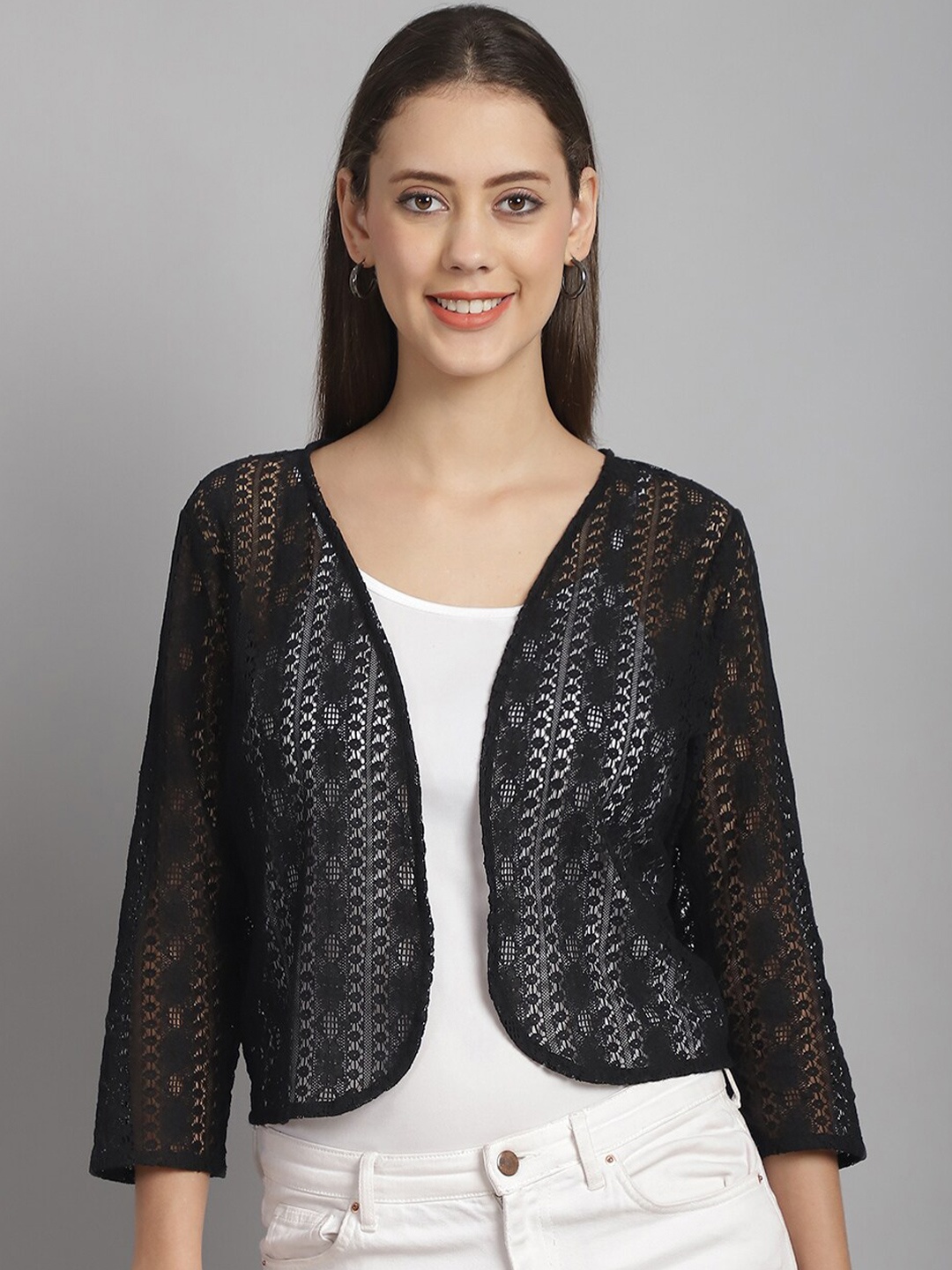 

Rute Women Cotton Shrug, Black