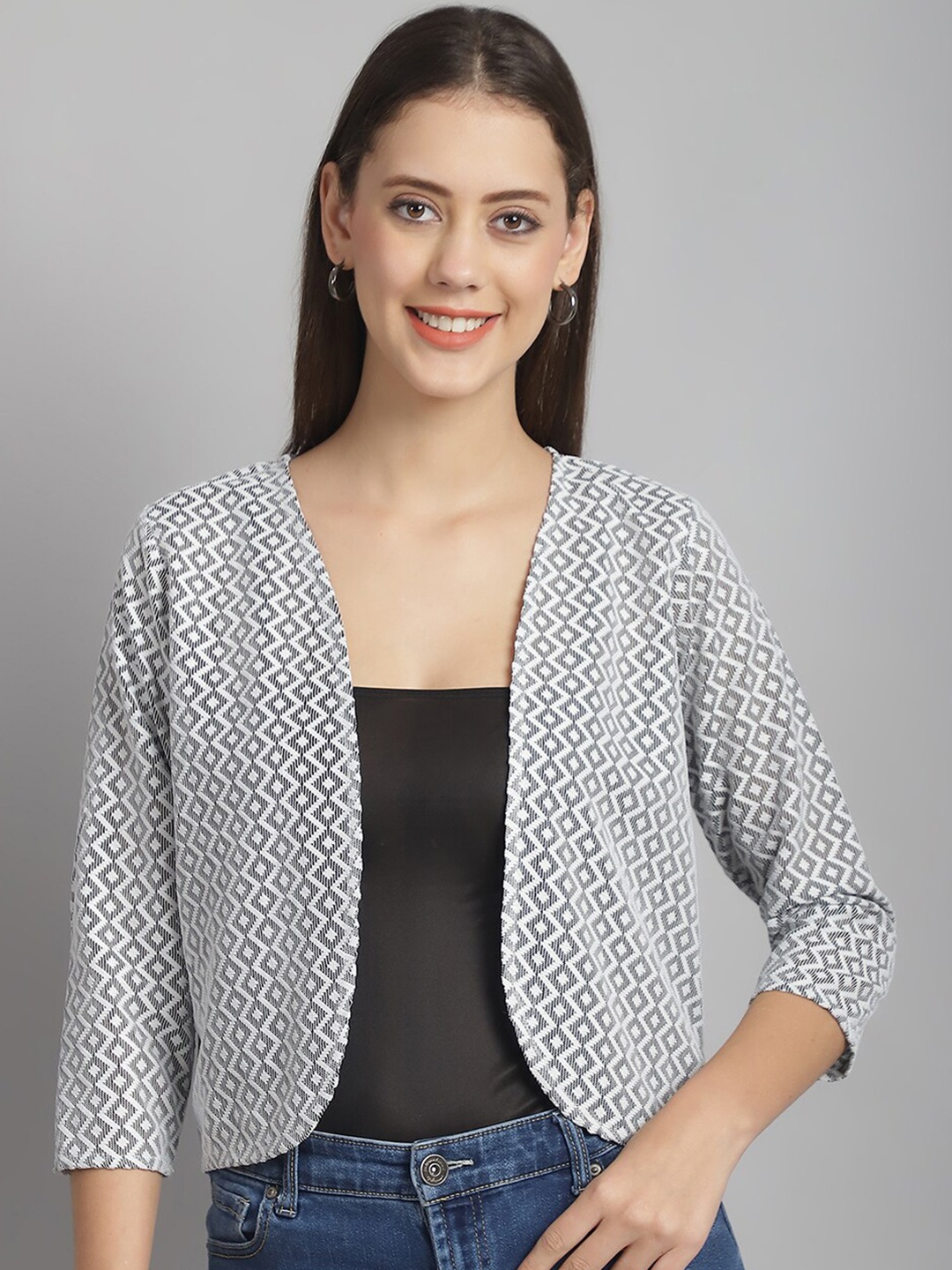 

Rute Cotton Self Design Shrug, Grey
