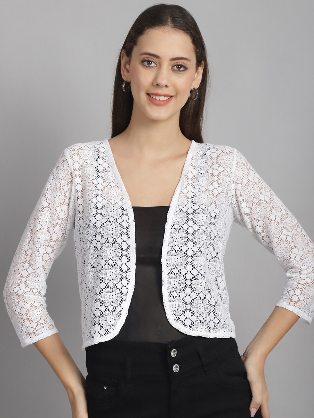 

Rute Cotton Self Design Shrug, White