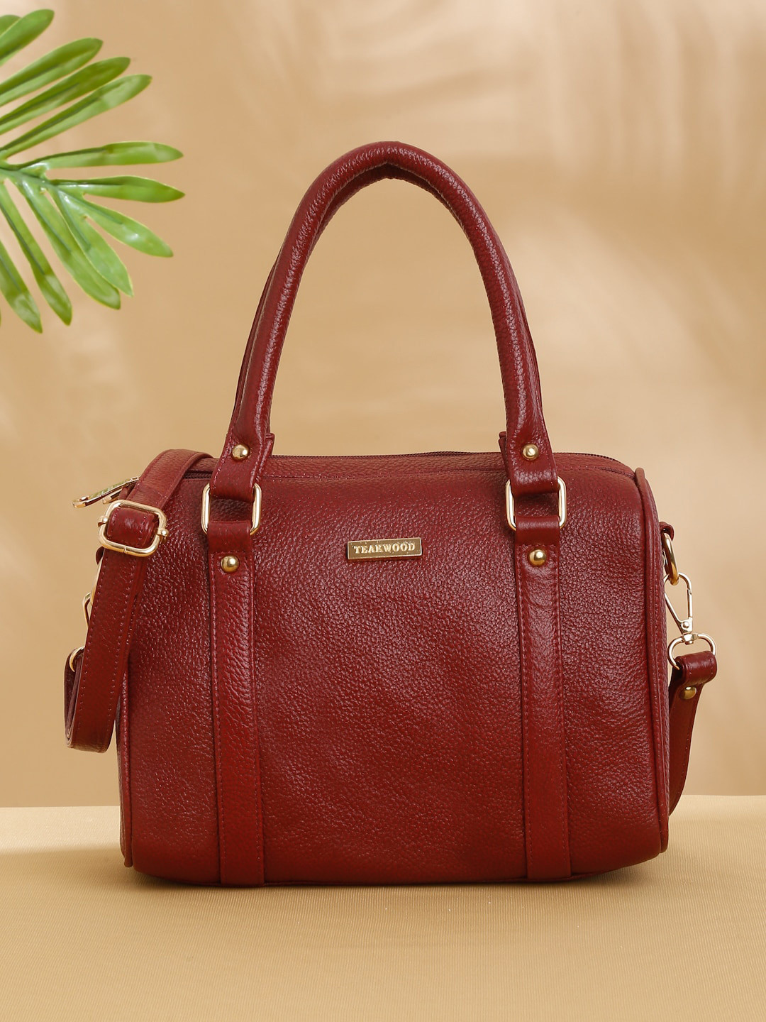 

Teakwood Leathers Structured Handheld Bag, Red