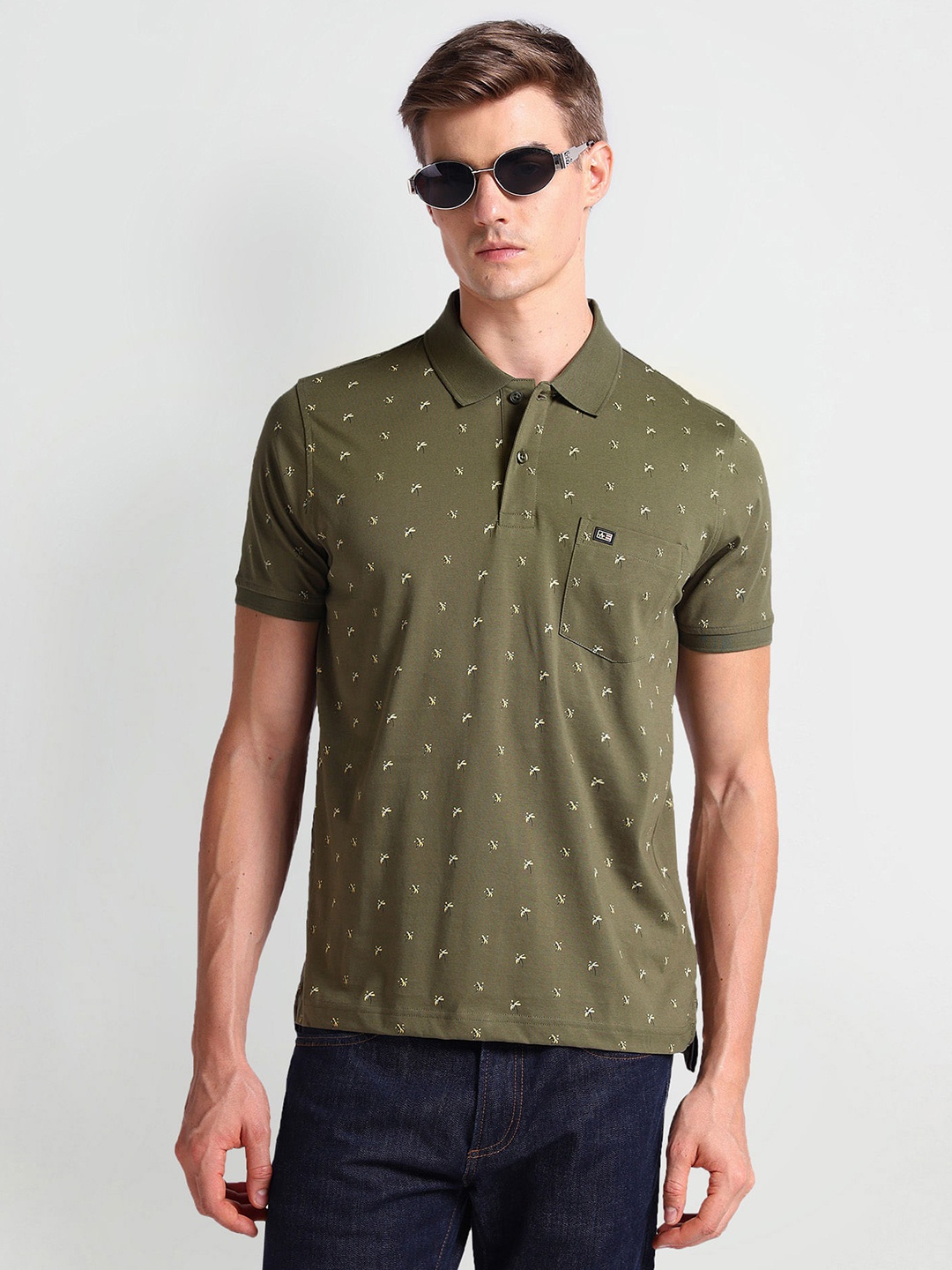 

Arrow Sport Men Printed Polo Collar Pockets T-shirt, Green