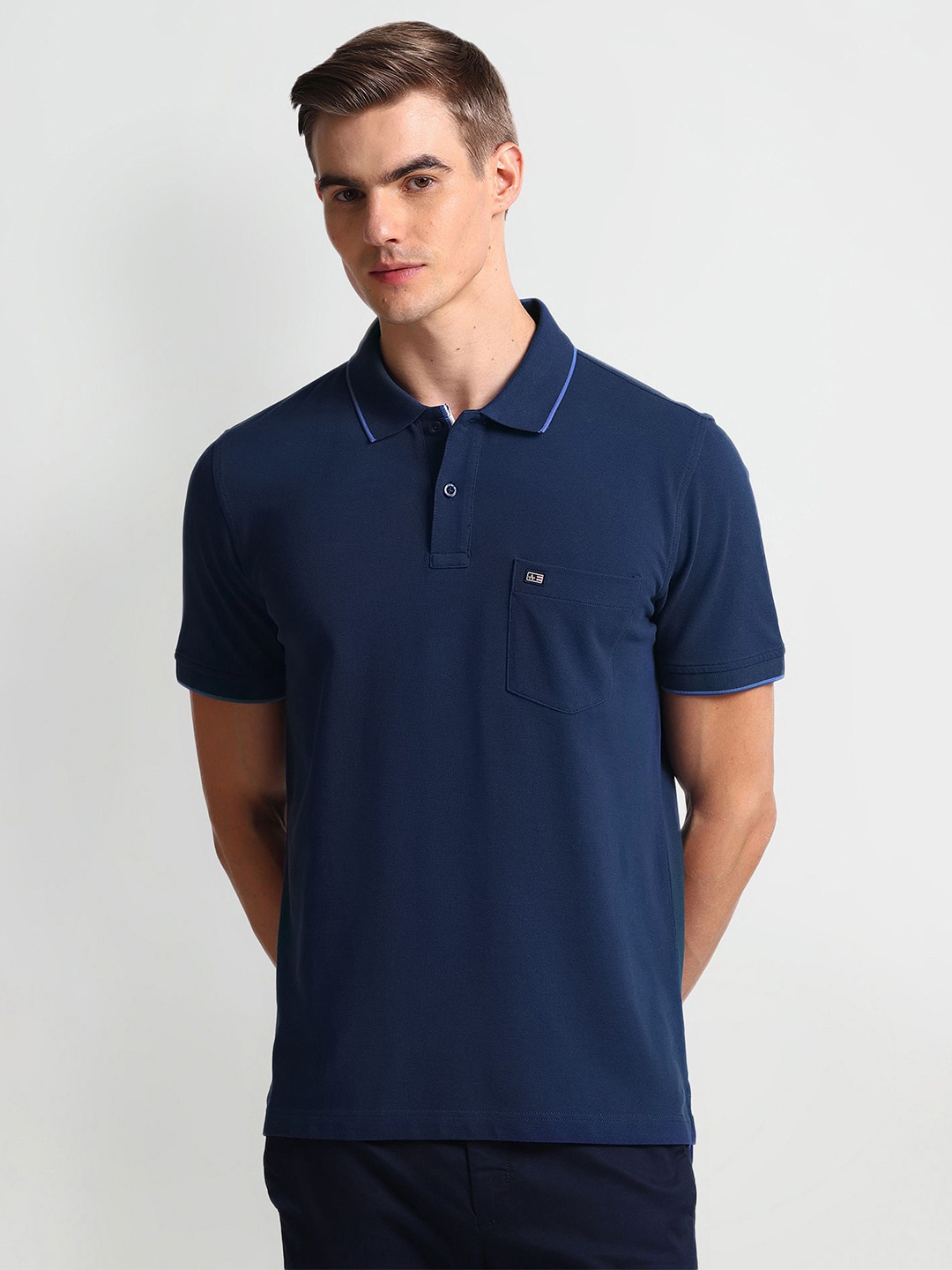 

Arrow Sport Men Polo Collar Pockets T-shirt, Blue