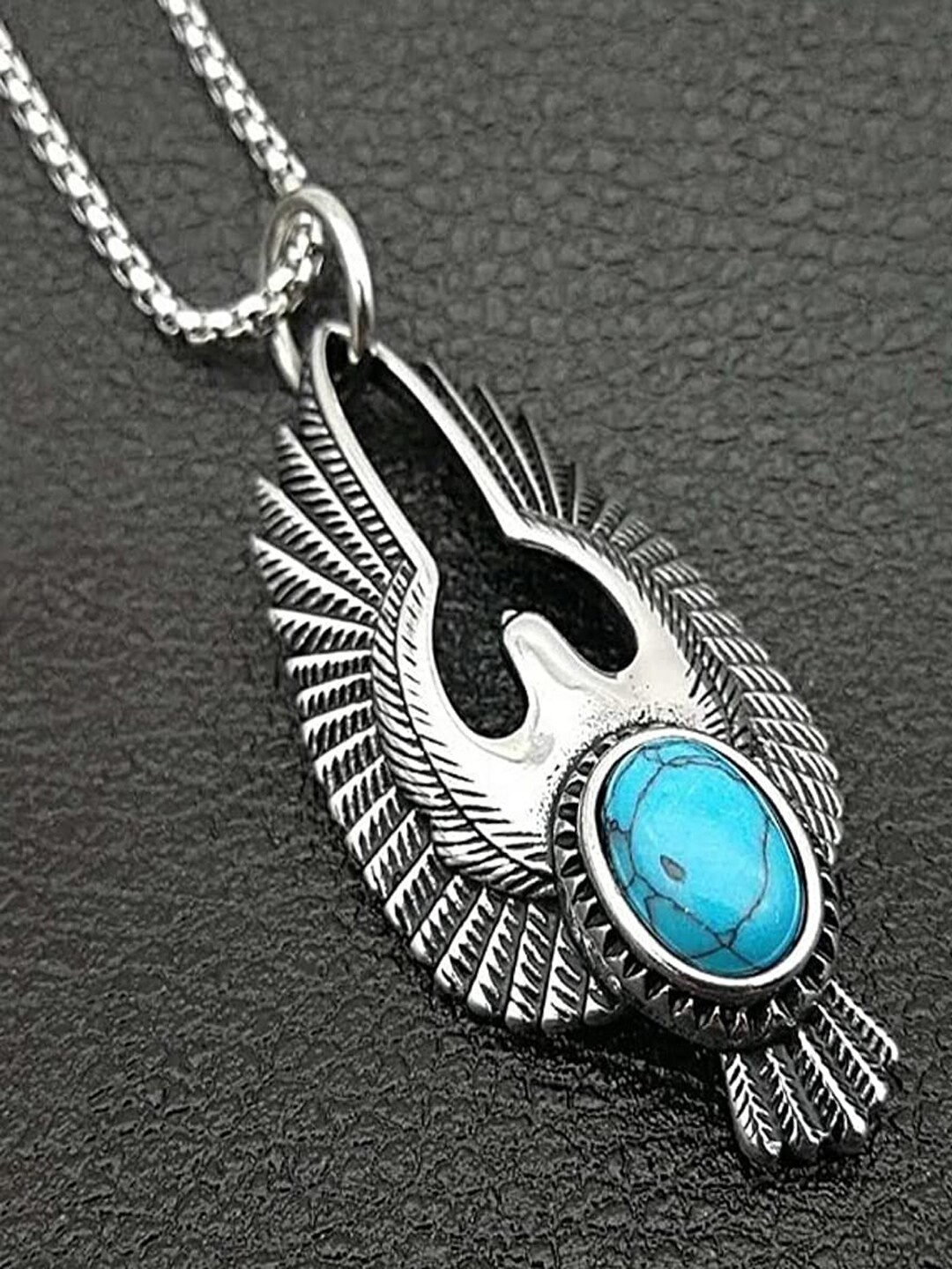 

VAGHBHATT Men Silver-Plated Flying Eagle Pendants With Chains