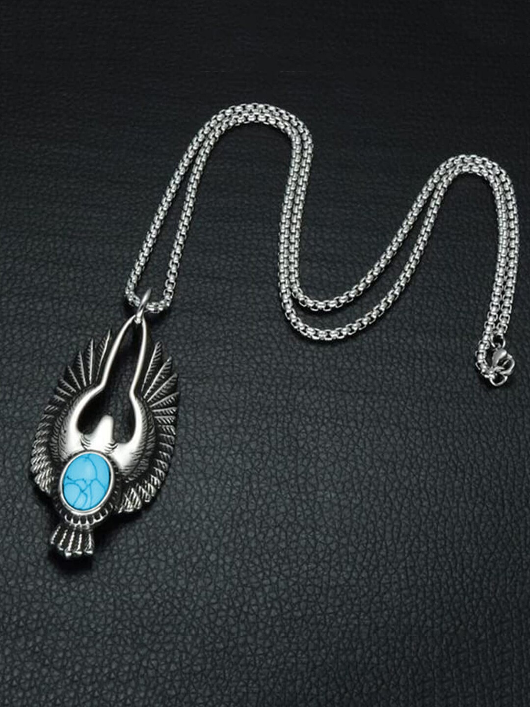 

VAGHBHATT Men Silver-Plated Flying Eagle Pendants With Chains