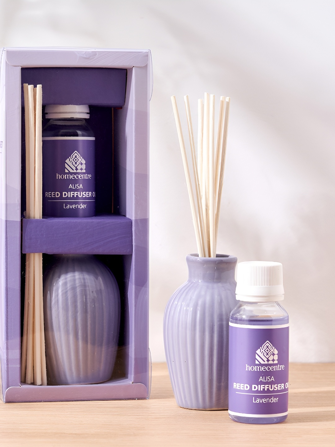 

Home Centre Alisa Lavender-Coloured Scented Reed Diffuser Set