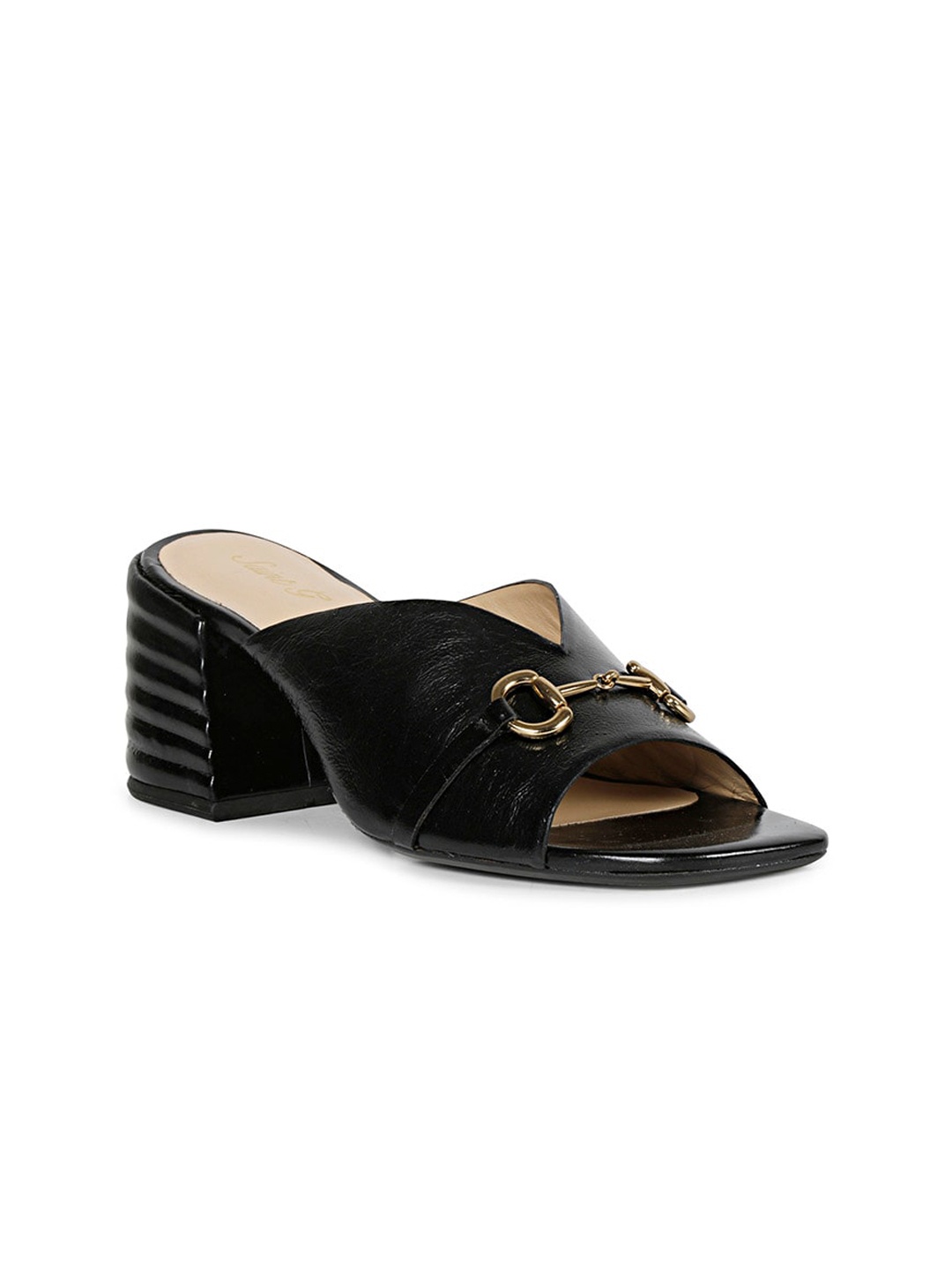 

Saint G Leather Block Sandals, Black