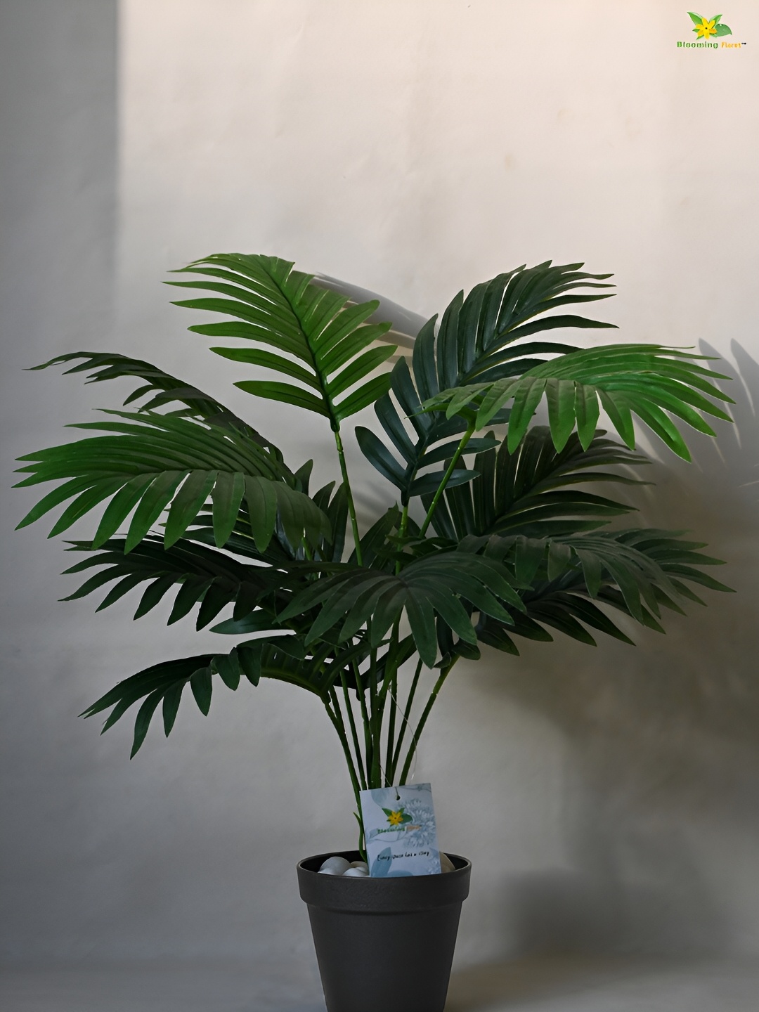 

Blooming Floret Green Palm Artificial Plant With Pot