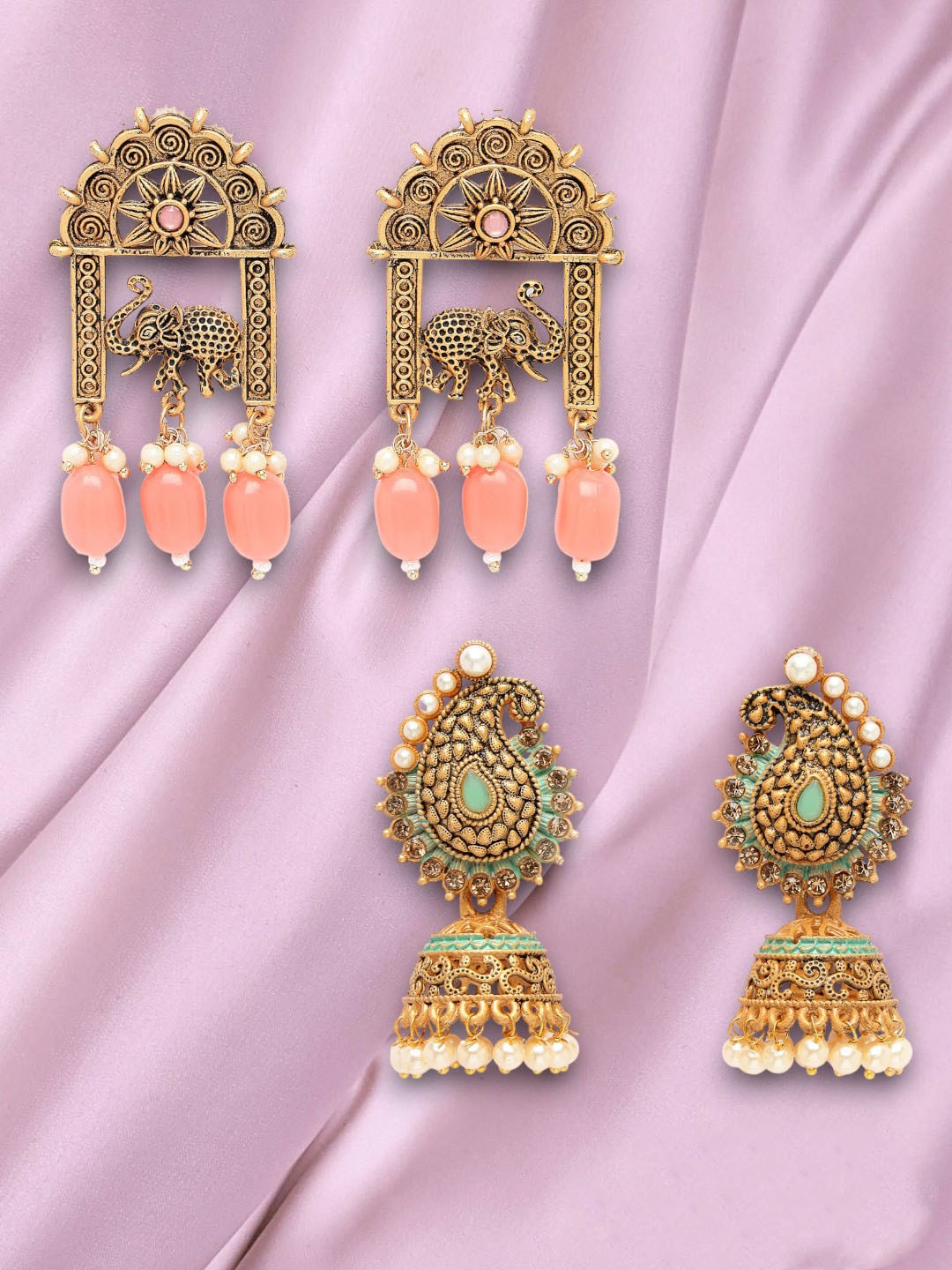 

ADIVA Animal Shaped Jhumkas Earrings, Gold