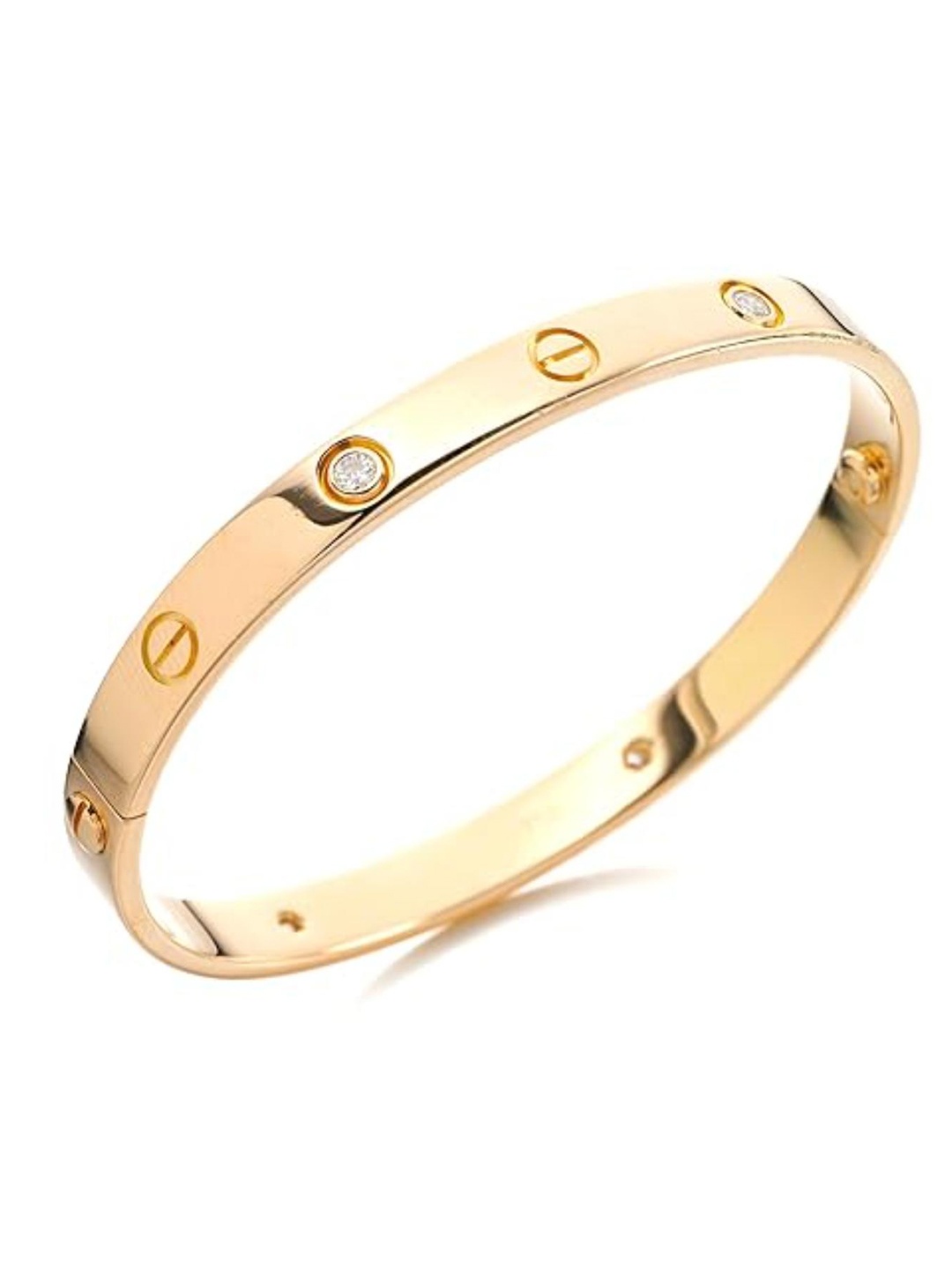 

DN Creation Stainless Steel Cubic Zirconia Studded Kada Bracelet, Gold