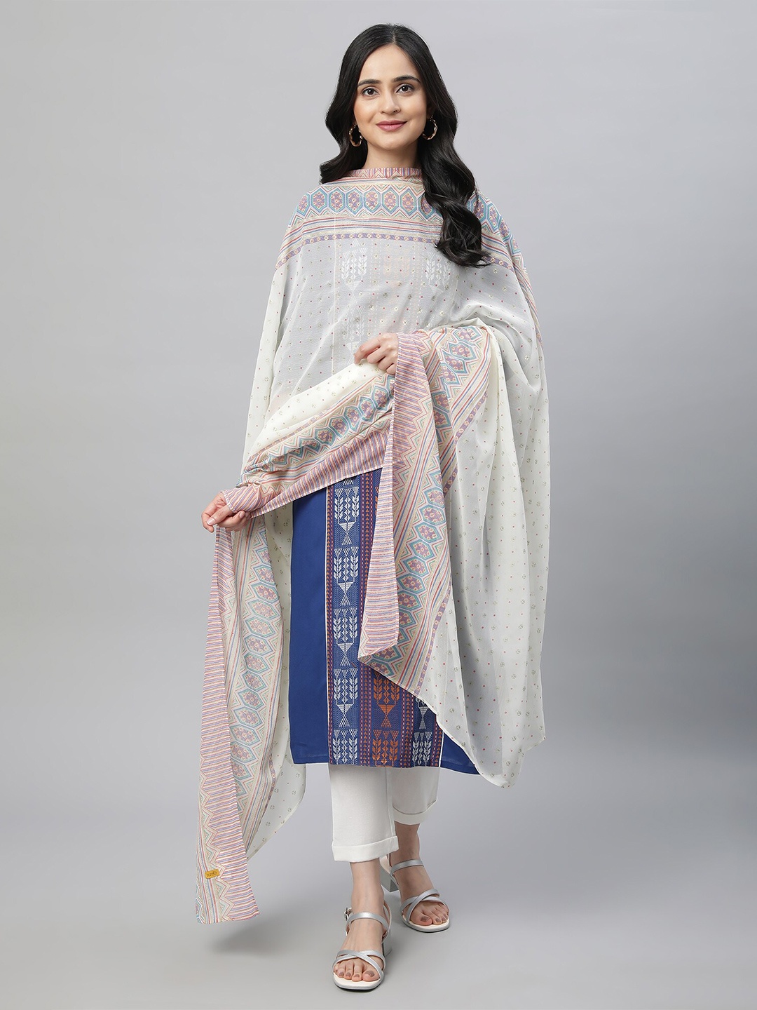 

AURELIA Printed Dupatta, White