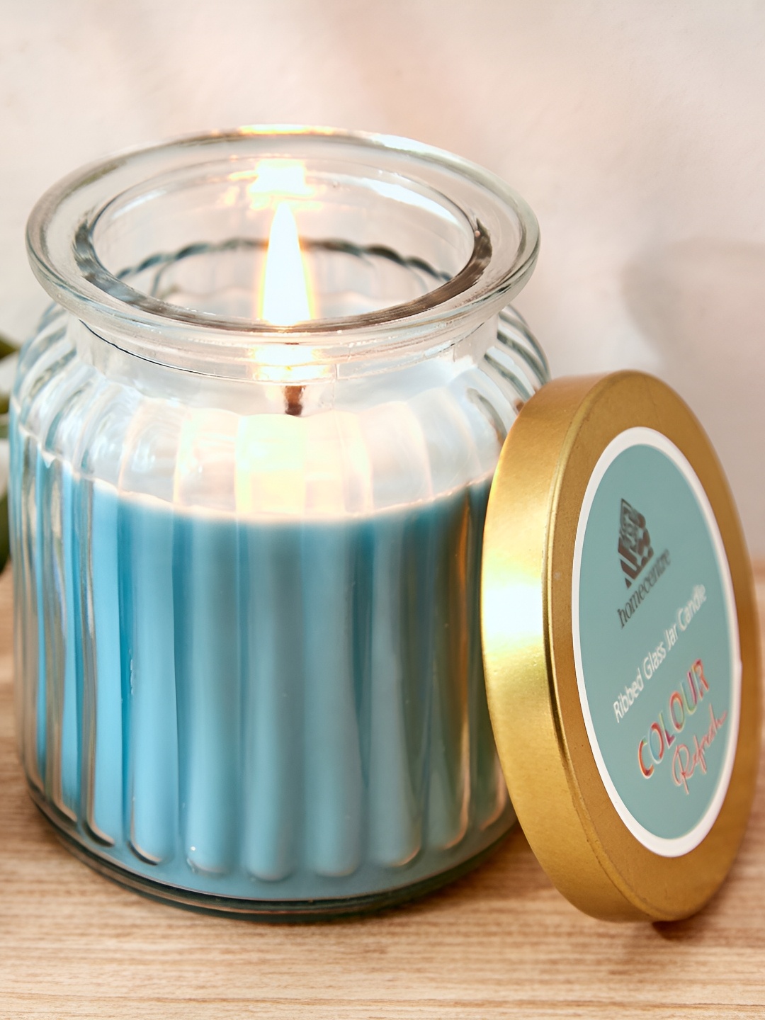 

Home Centre Blue Refresh Blueberry Scented Ribbed Jar Candle