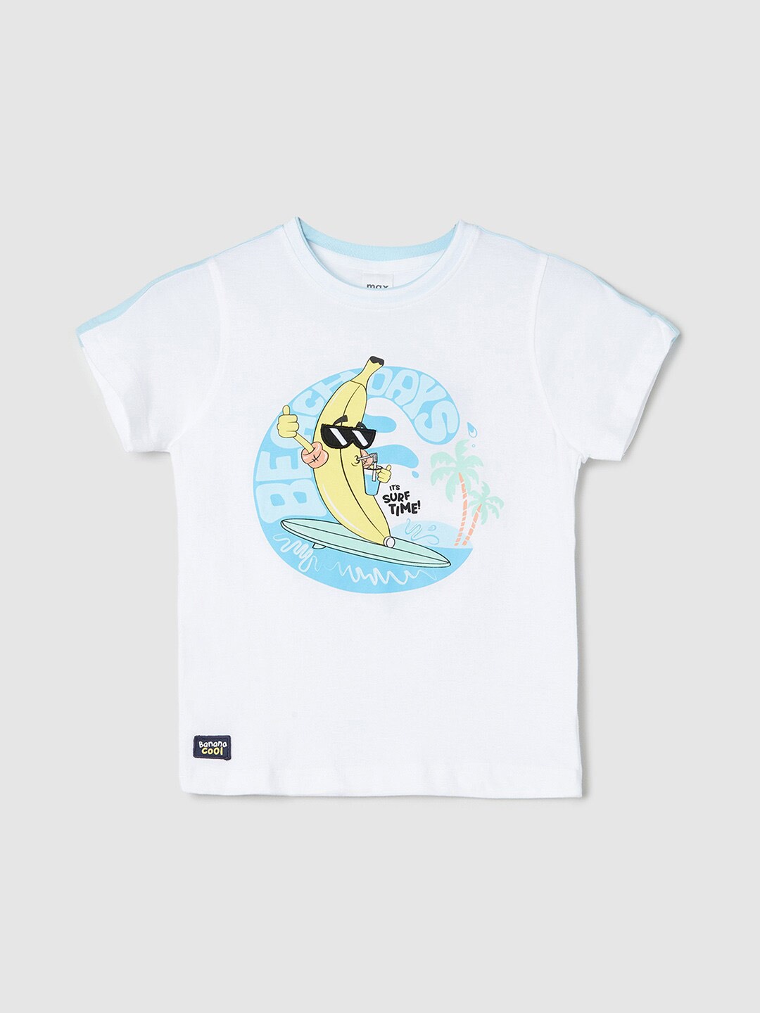 

max Boys Graphic Printed Pure Cotton T-shirt, White