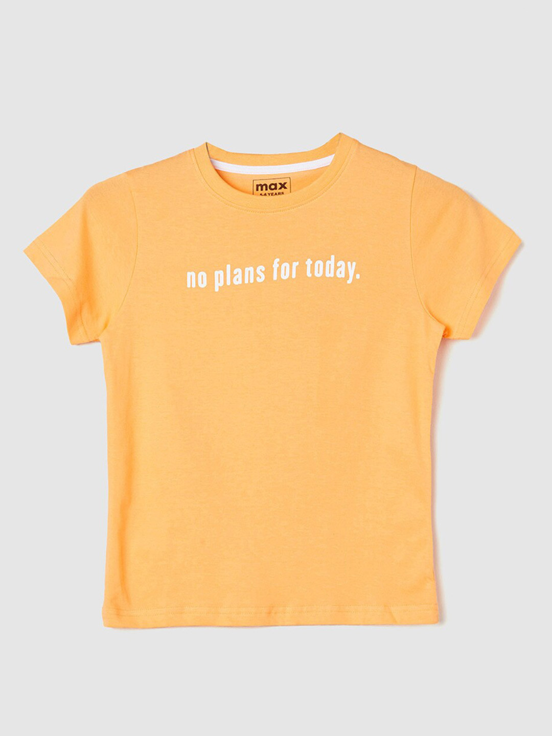 

max Boys Typography Printed Pure Cotton T-shirt, Orange
