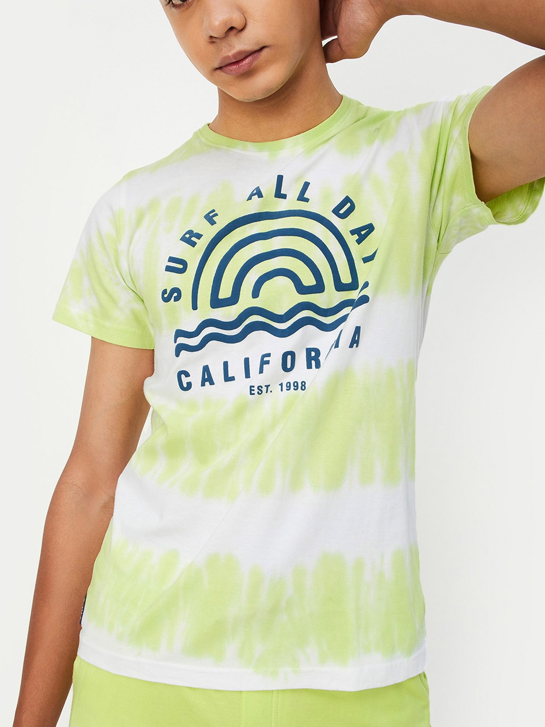 

max Boys Graphic Printed Pure Cotton T-shirt, Green