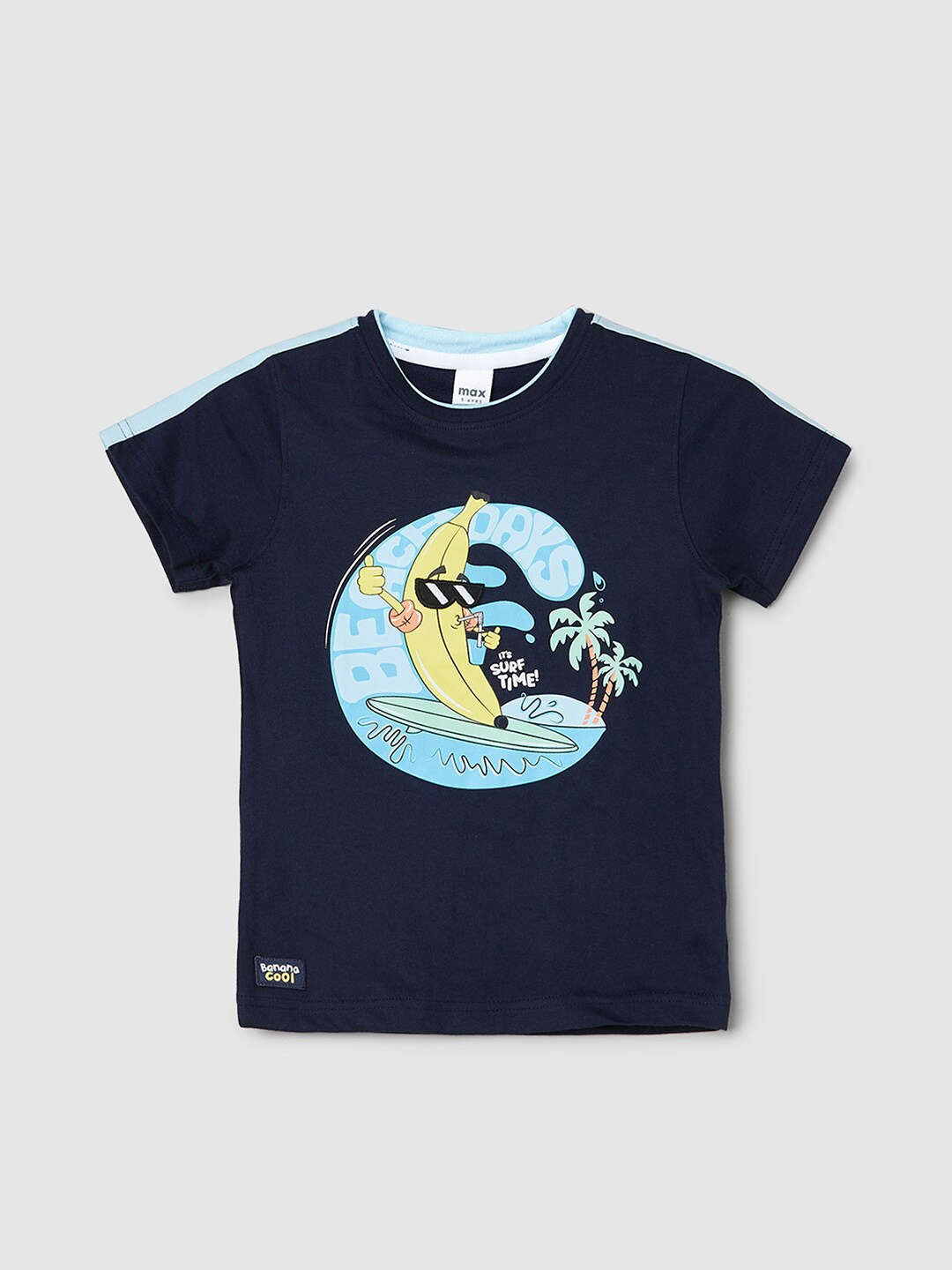 

max Boys Graphic Printed Pure Cotton T-shirt, Navy blue