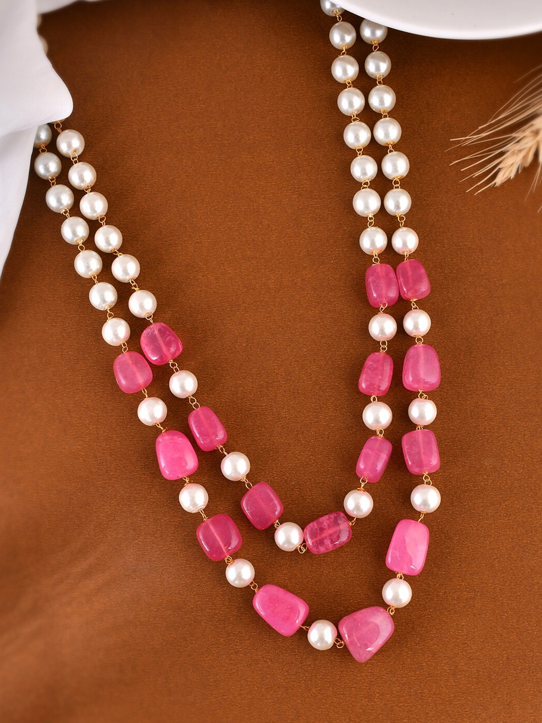 

Silvermerc Designs Copper Silver-Plated Necklace, Pink