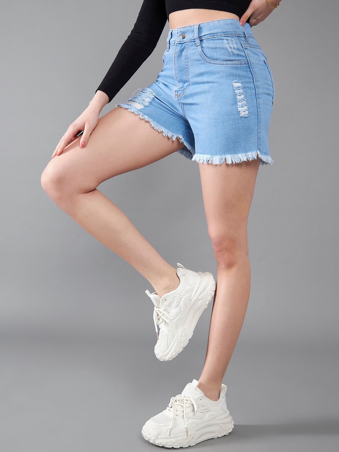 

DOLCE CRUDO Women Denim Denim Shorts, Blue