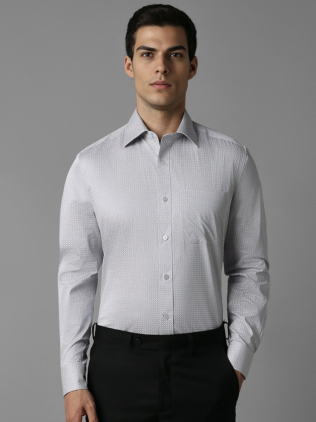 

Louis Philippe Men Opaque Striped Formal Shirt, Grey