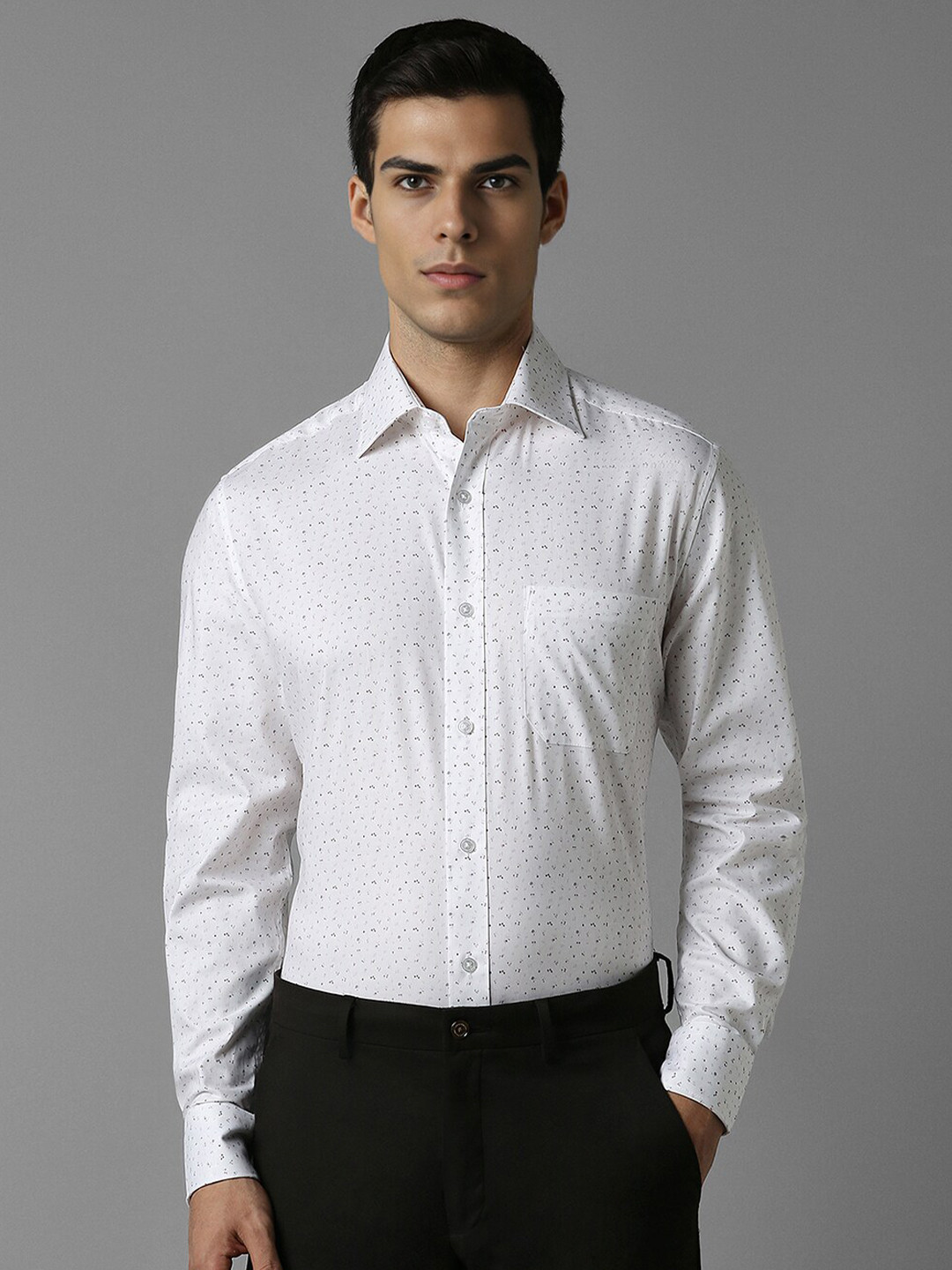 

Louis Philippe Men Opaque Printed Formal Shirt, White