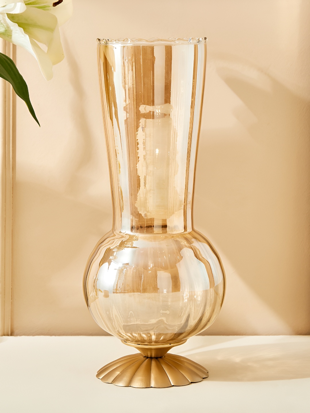 

Home Centre Rylee Iva Yellow Glass Vase, Gold
