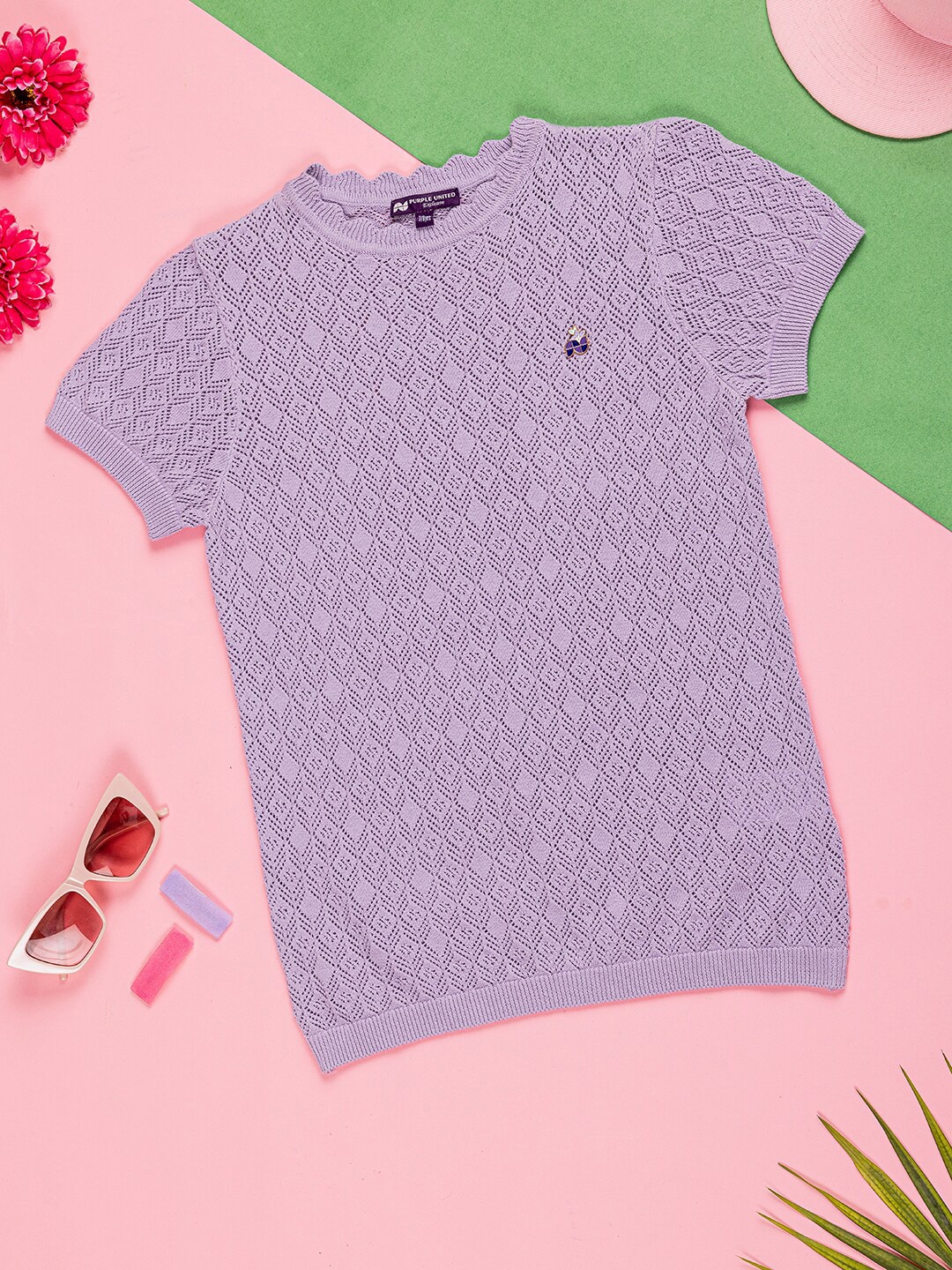 

Purple United Kids Print Cotton Blouson Top, Lavender