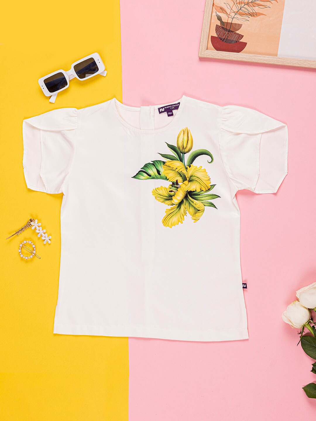 

Purple United Kids Print Cotton Top, White