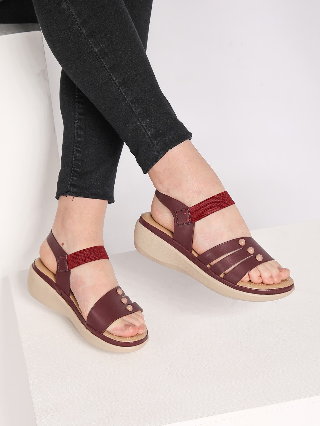 

Shezone Women Wedge Heels Sandals, Maroon