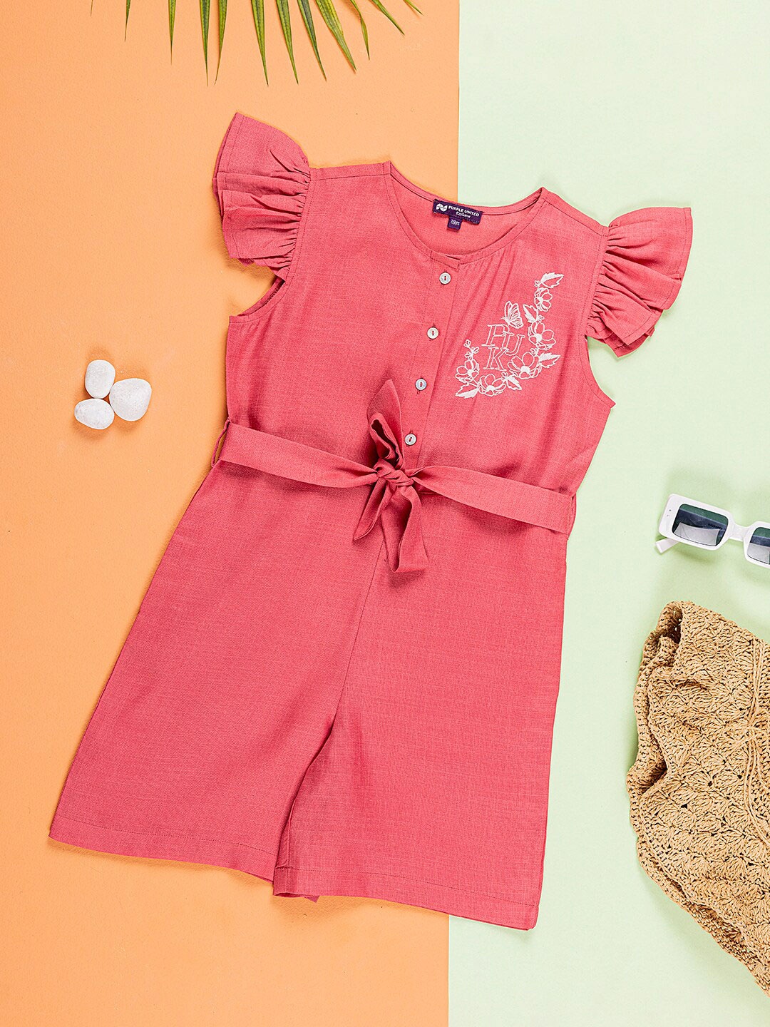 

Purple United Kids Girls Linen Playsuit, Mauve