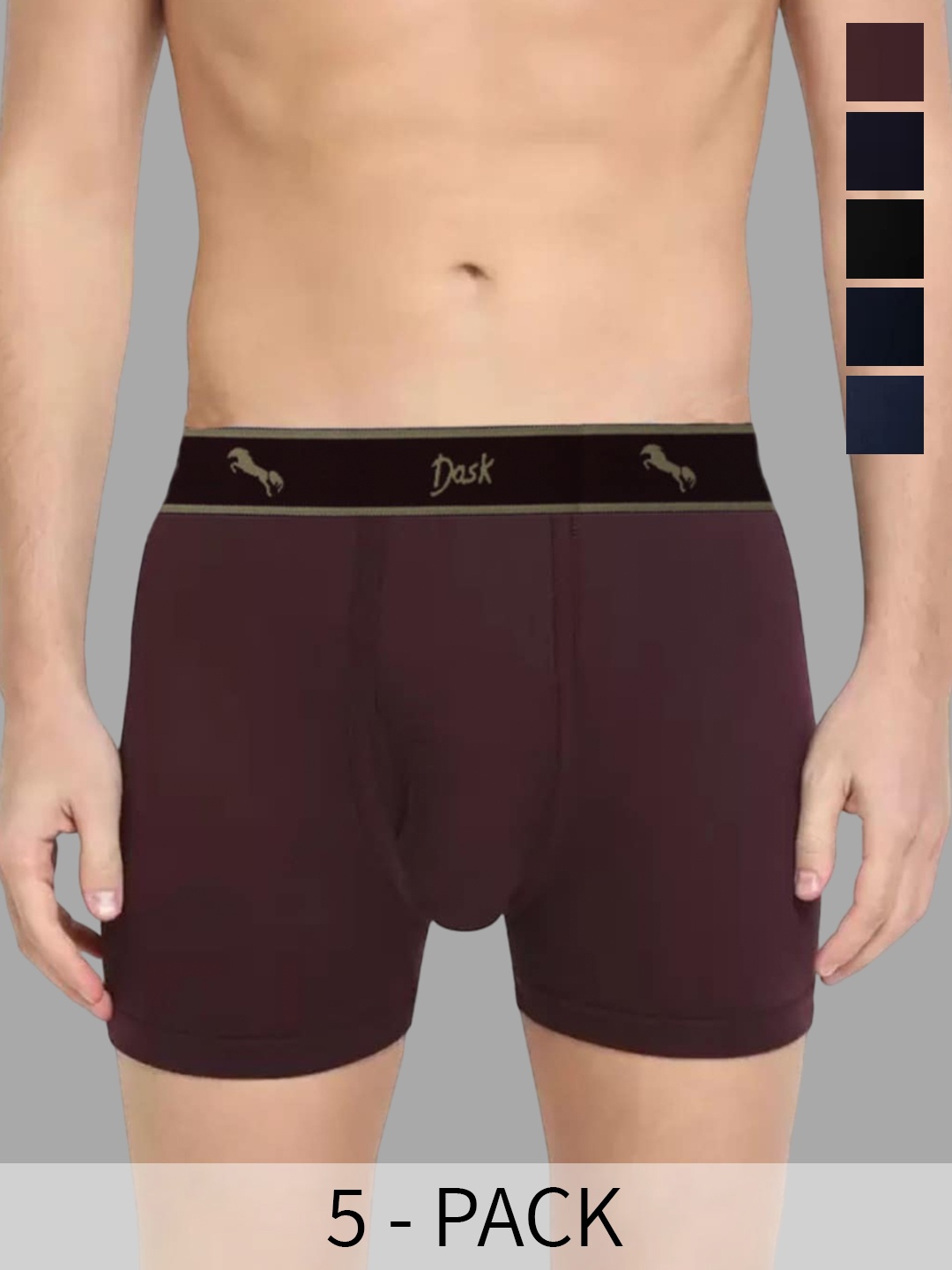 

BAESD Pack Of 5 Brand Logo Detail Trunks TRUNK-5-PACK-80, Navy blue
