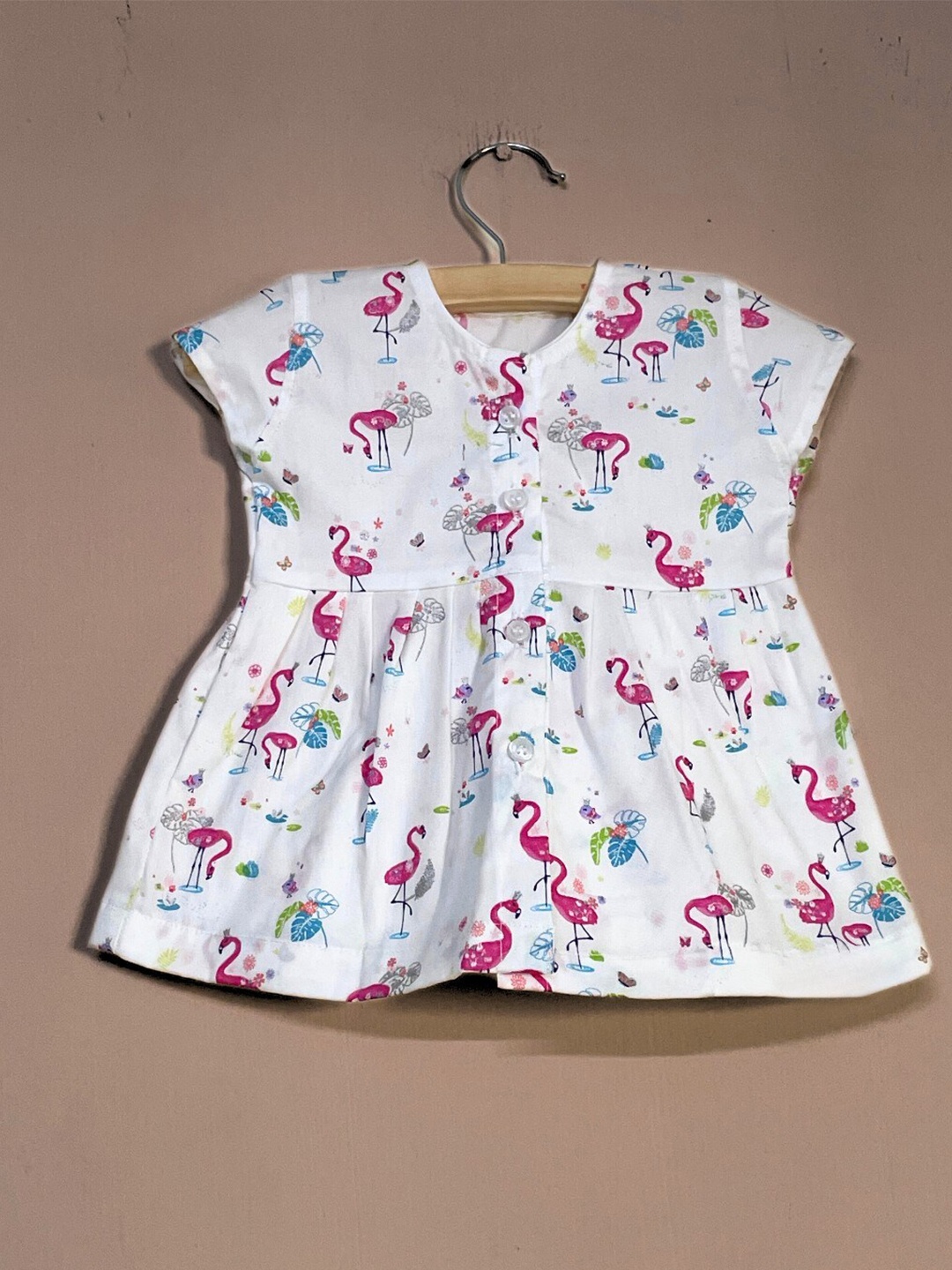 

BAESD Girls Printed Cotton Cap Sleeves A-line Dress, White