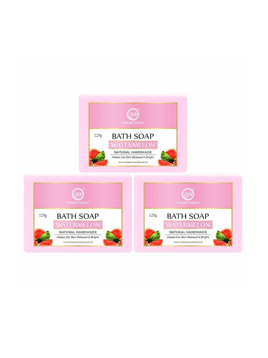 

Nuerma Science Set Of 3 Natural Watermelon Bath Soap - 125g Each, Na
