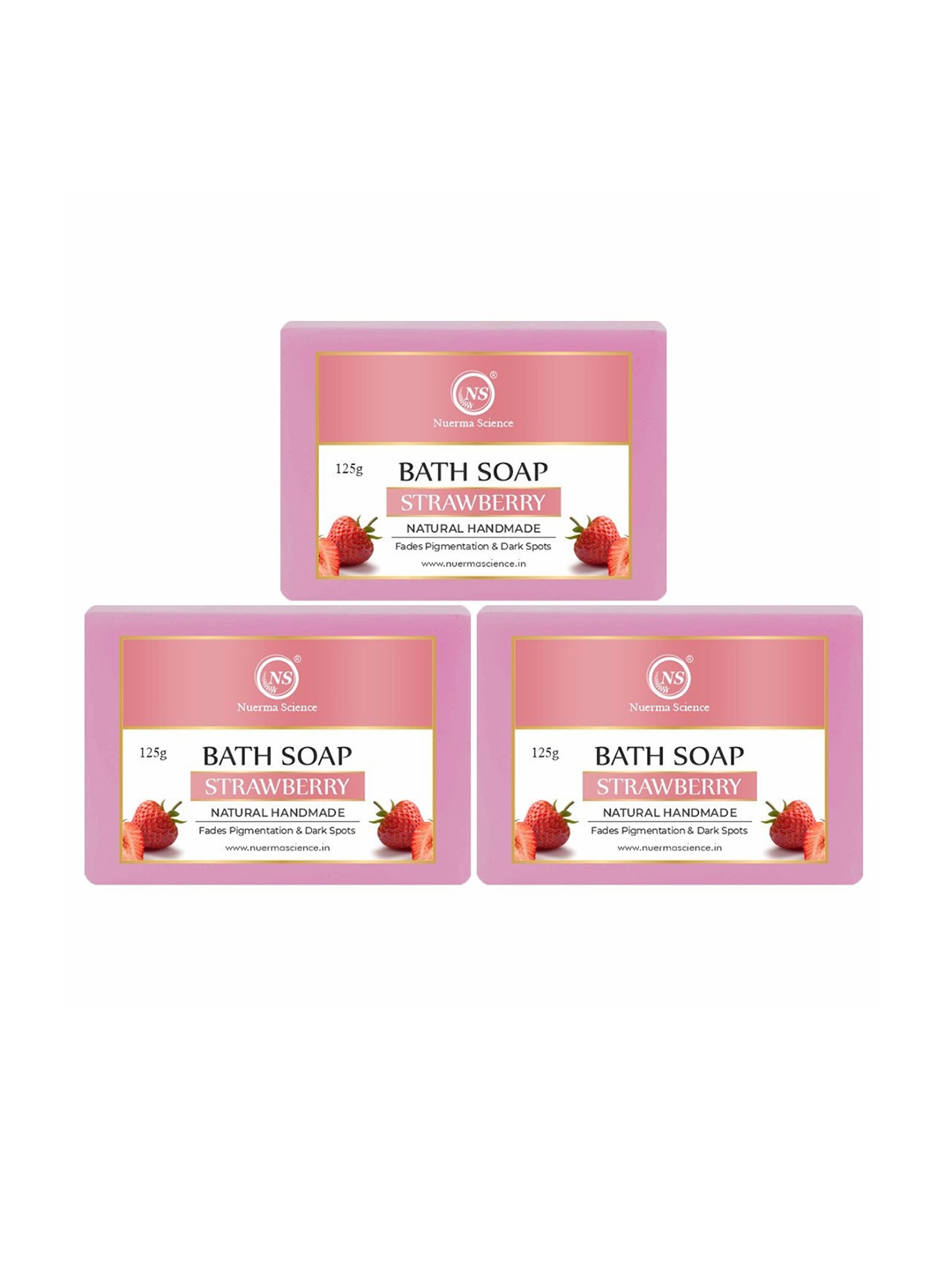 

Nuerma Science Set Of 3 Natural Strawberry Bath Soap - 125g Each, Na