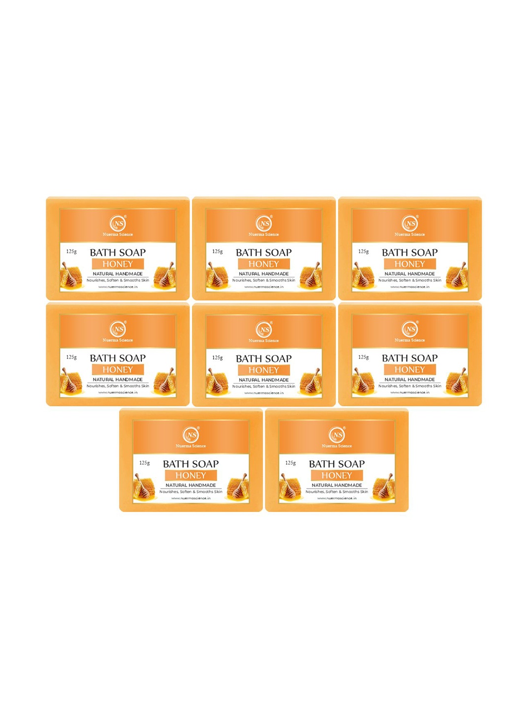 

Nuerma Science Set Of 8 Natural Honey Bath Soap - 125g Each, Na