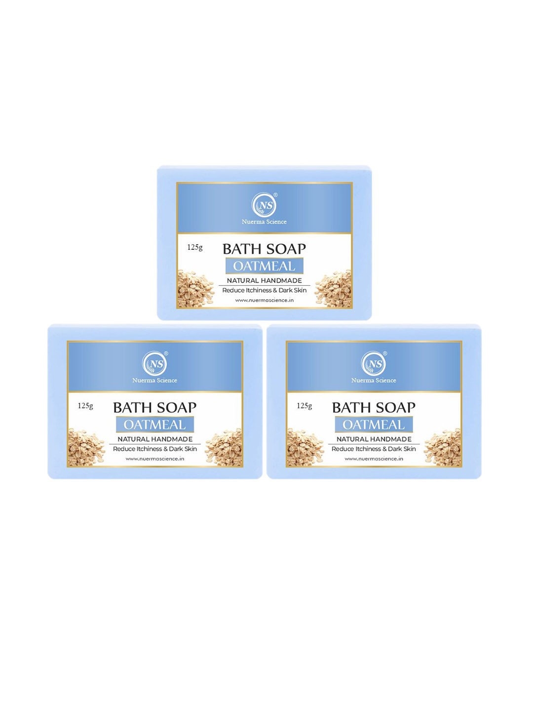 

Nuerma Science Set Of 3 Natural Oatmeal Bath Soap - 125g Each, Na