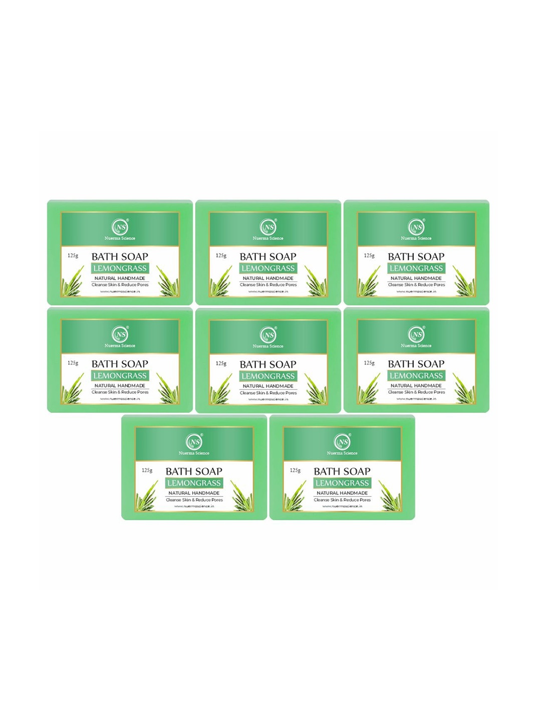 

Nuerma Science Set Of 8 Natural Lemongrass Bath Soap - 125g Each, Na