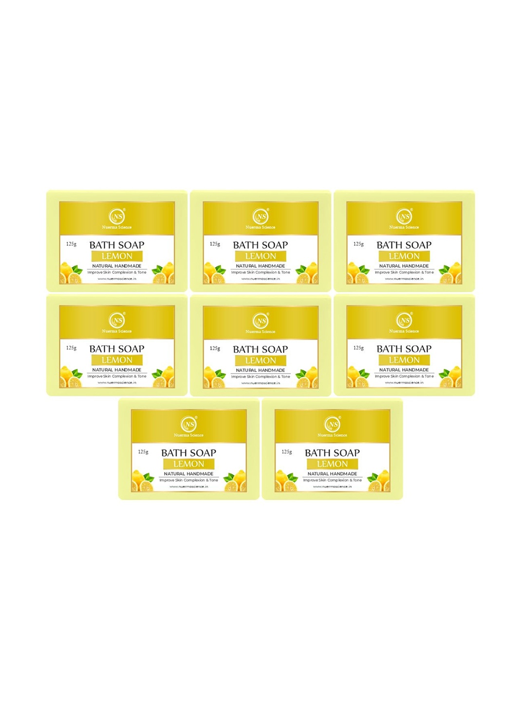 

Nuerma Science Set Of 8 Natural Lemon Bath Soap - 125g Each, Na