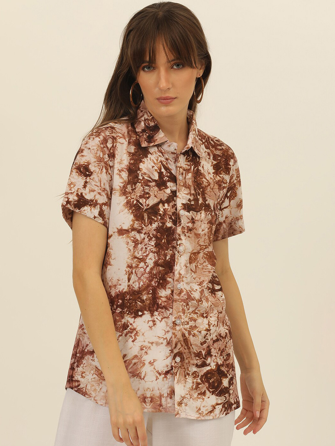 

JAVINISHKA Women Comfort Floral Opaque Printed Casual Shirt, Brown