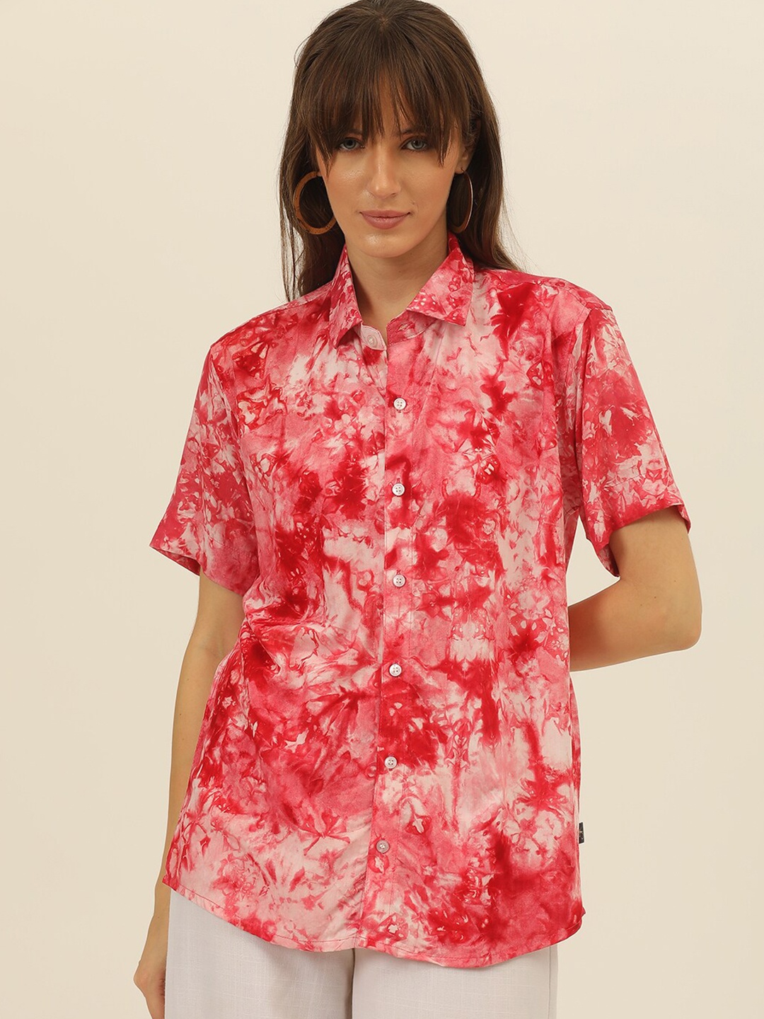JAVINISHKA Women Comfort Floral Opaque Printed Casual Shirt, Pink