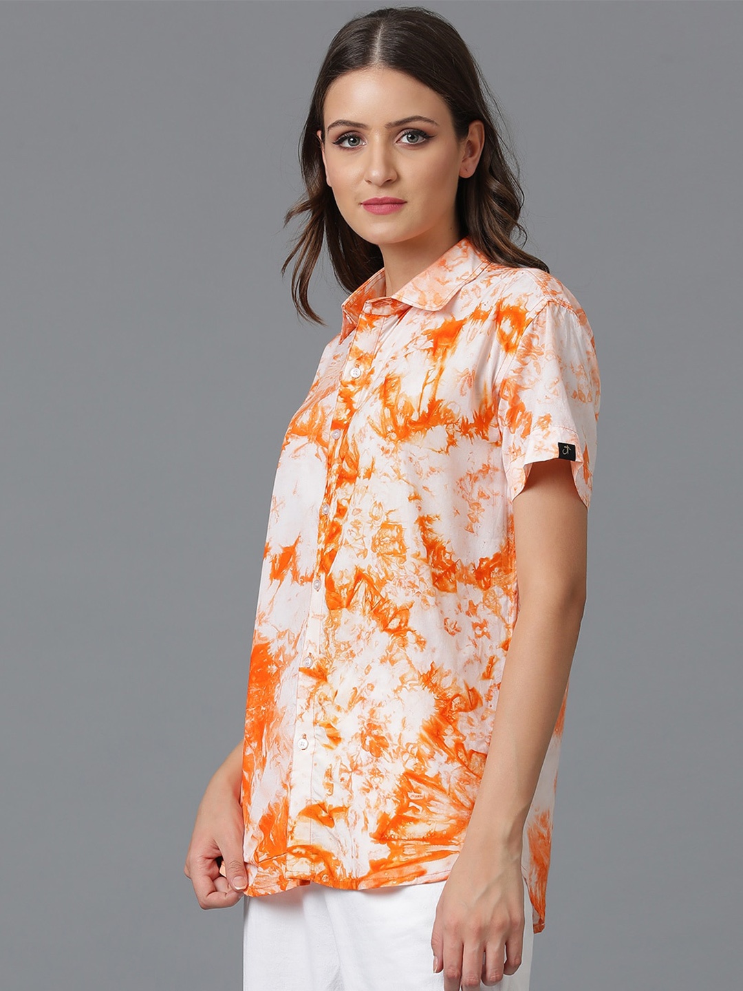 

JAVINISHKA Women Comfort Floral Opaque Printed Casual Shirt, Orange